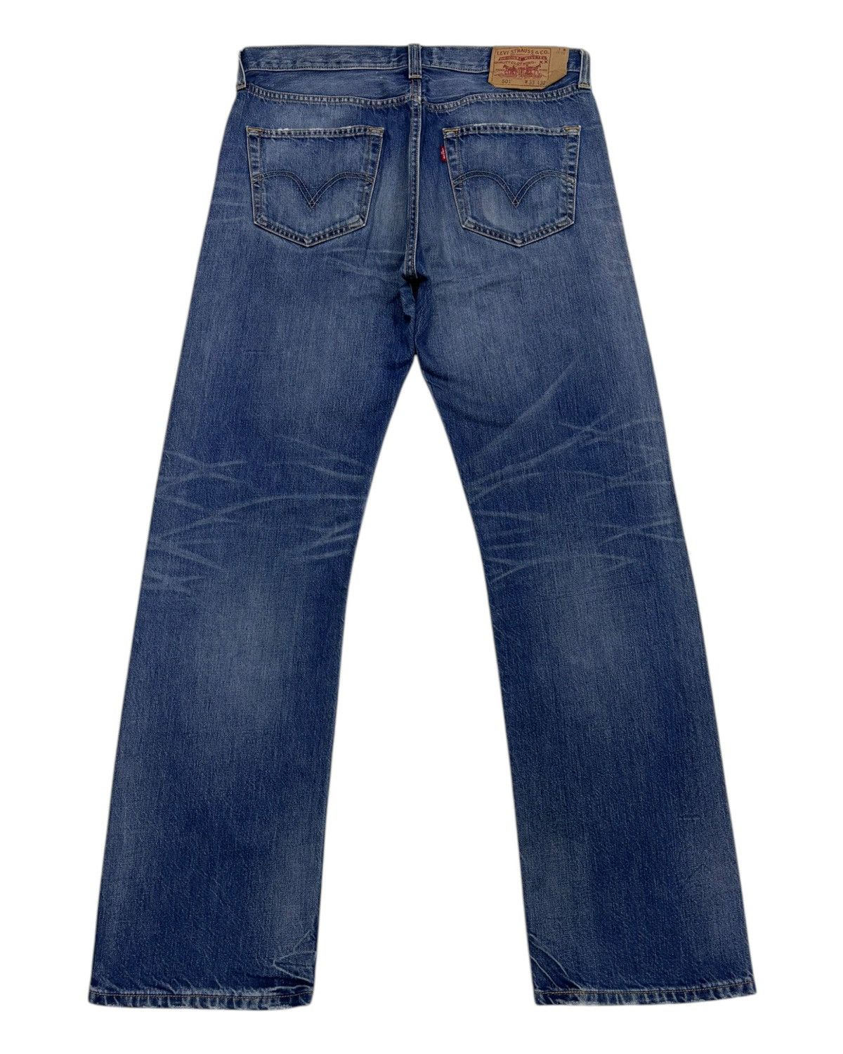 Levi's LEVIS 501 STRAIGHT LEG BUTTON FLY DISTRESSED DENIM JEANS Size US 34 / EU 50 - 2 Thumbnail