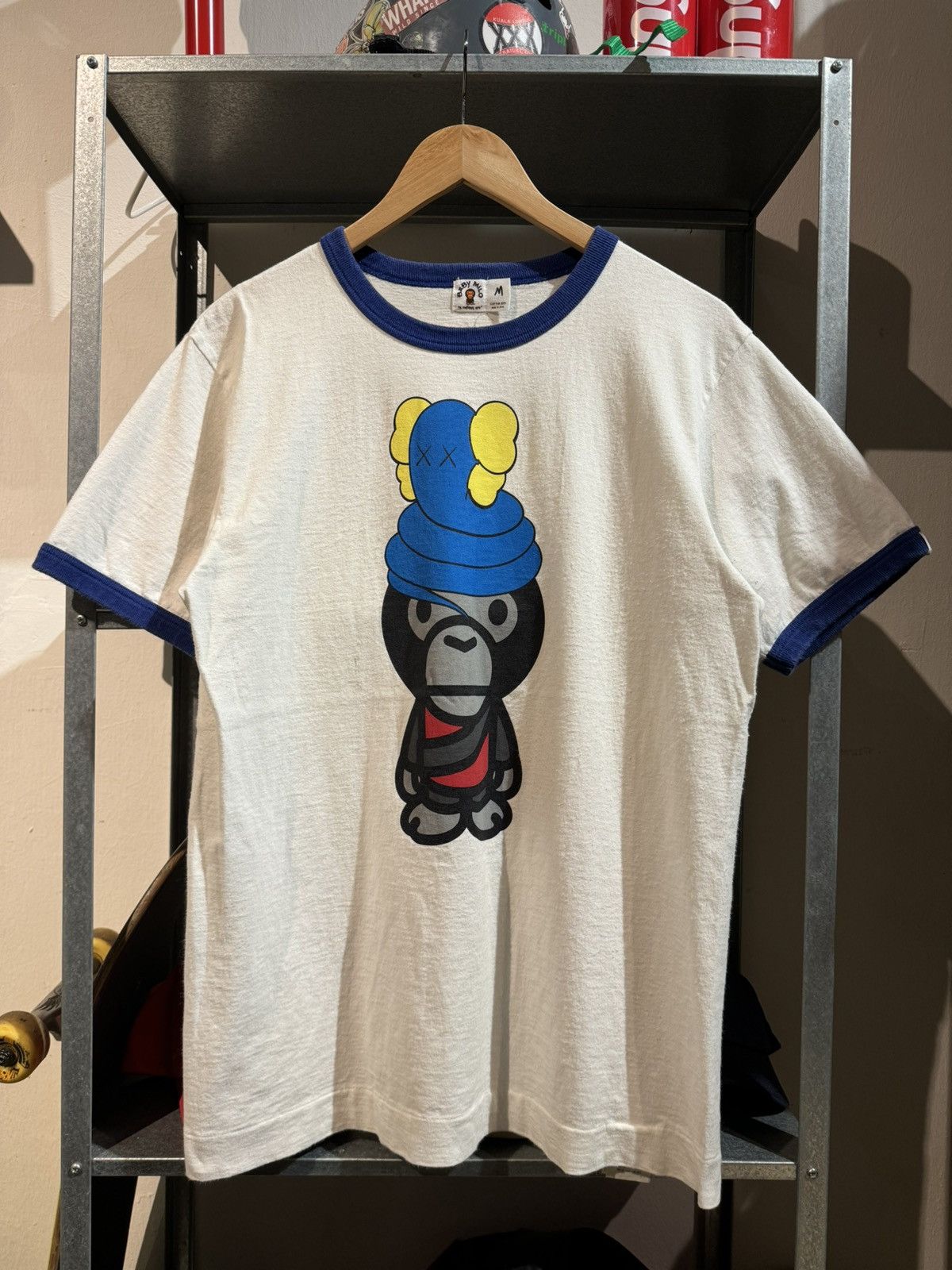 Bape × Kaws Vtg A Bathing Ape BAPE x Kaws Baby Milo Ringer White Tee Size US M / EU 48-50 / 2 - 1 Thumbnail