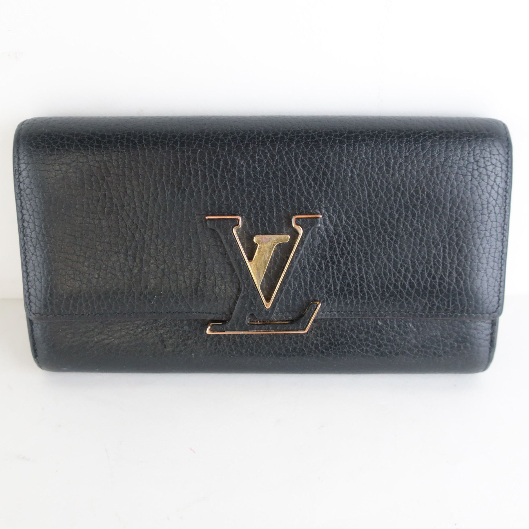 Louis Vuitton Louis Vuitton Black Taurillon Leather Capucines Wallet Size ONE SIZE - 2 Thumbnail