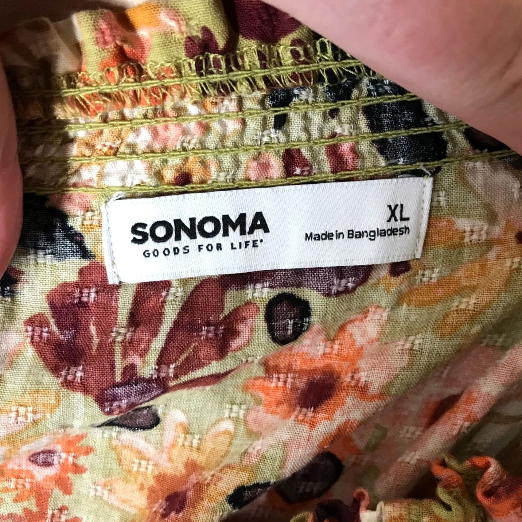Vintage SONOMA Blouse Women XL Floral Print Smocked Neck Off Shoulder Long Sleeve Size XL / US 12-14 / IT 48-50 - 7 Thumbnail