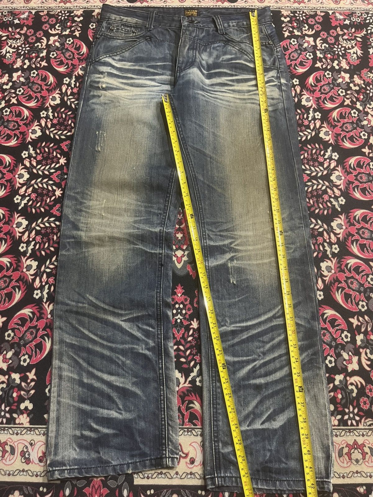 G-Star Vintage G Star Raw Rustic Heavy Whisker Fringe Loose Jeans Size US 33 - 12 Thumbnail