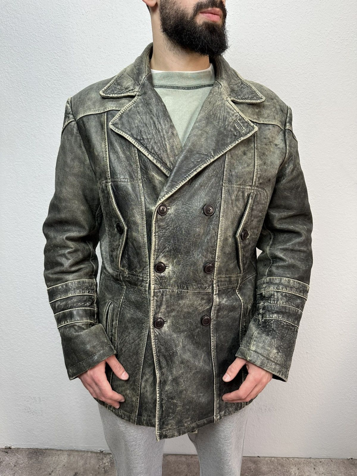 If Six Was Nine Vintage Y2K Leather Jacket Double Breasted Like YSL Archival Size US M / EU 48-50 / 2 - 2 Thumbnail