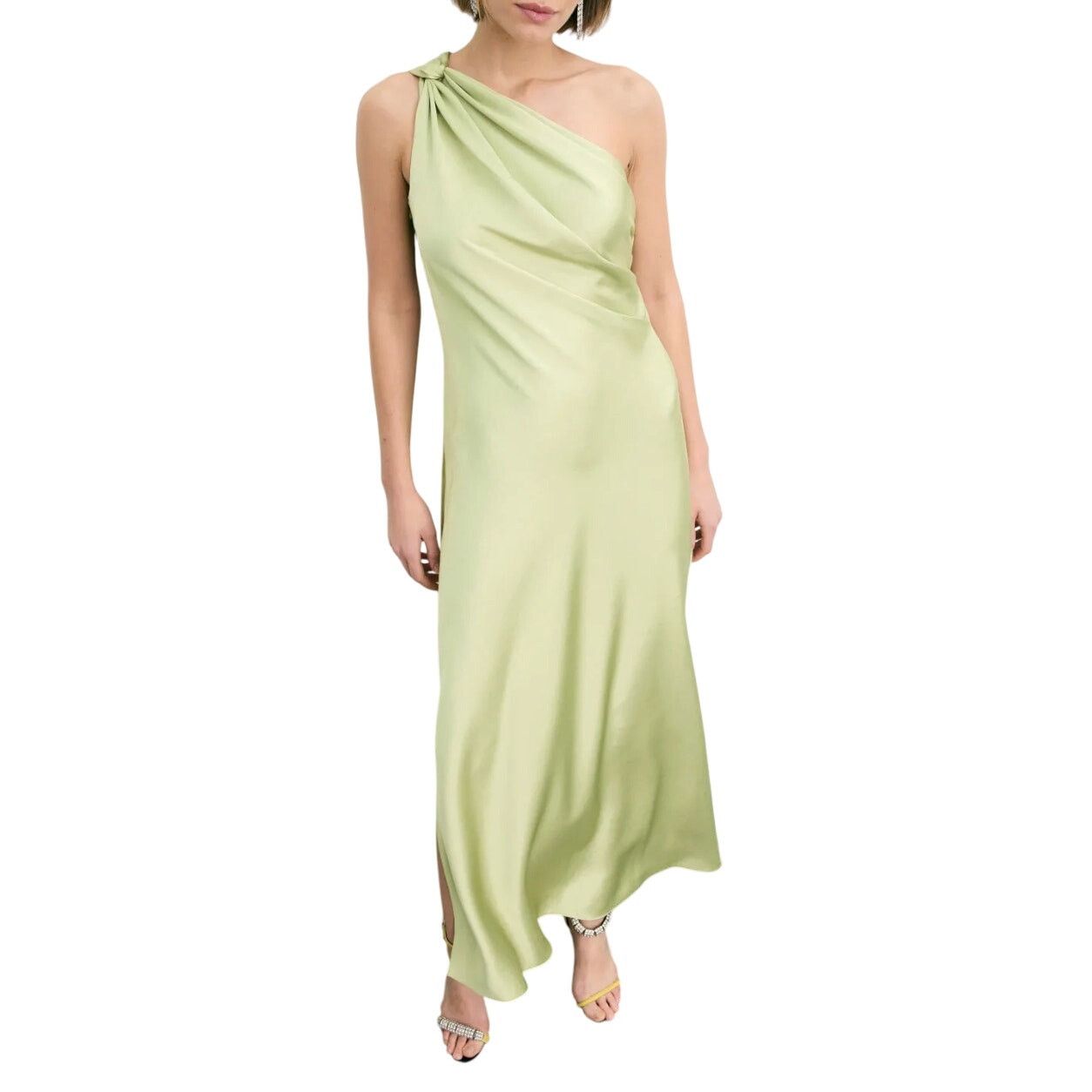 Tanya Taylor One Shoulder Stassi Dress in Green, Size US 10