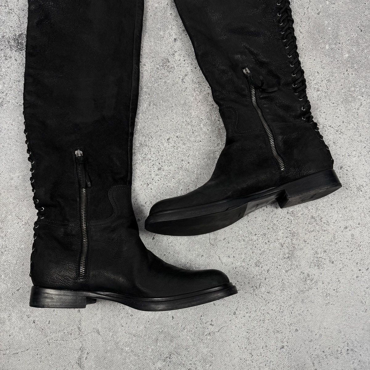 Miu Miu Rare MIU MIU Early 2000s Overknee Lace Up Leather Boots Size US 10 / IT 40 - 3 Thumbnail