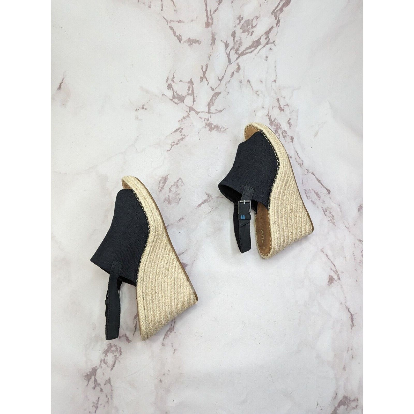 Toms Toms Wedge Women 11 Espadrille Black Platform Shoe Sandal Size US 9 / IT 39 - 12 Thumbnail