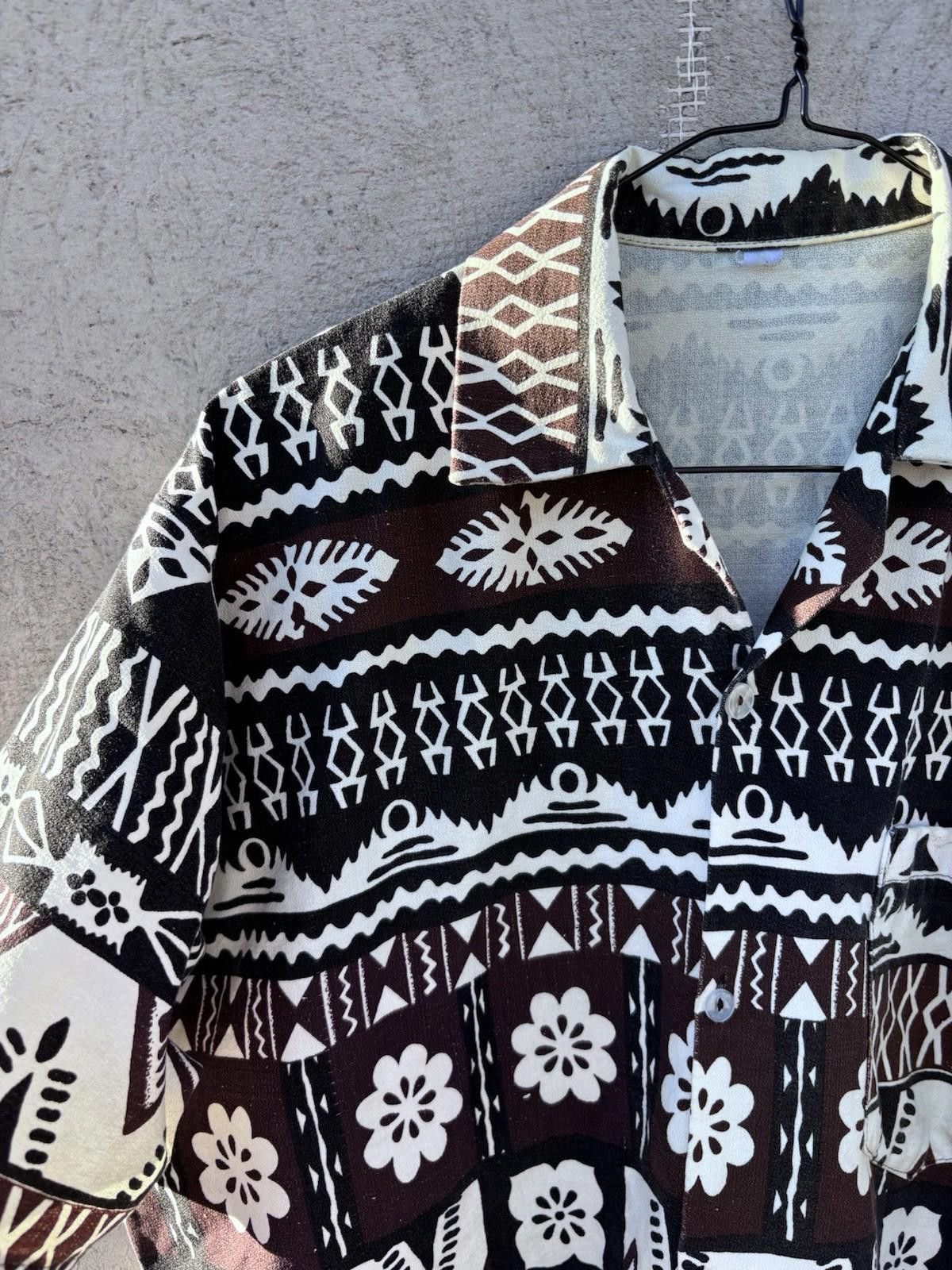 Designer × Vintage Vintage 1960s Polynesian Barkcloth Hawaiian Button Up Shirt Size US L / EU 52-54 / 3 - 6 Thumbnail