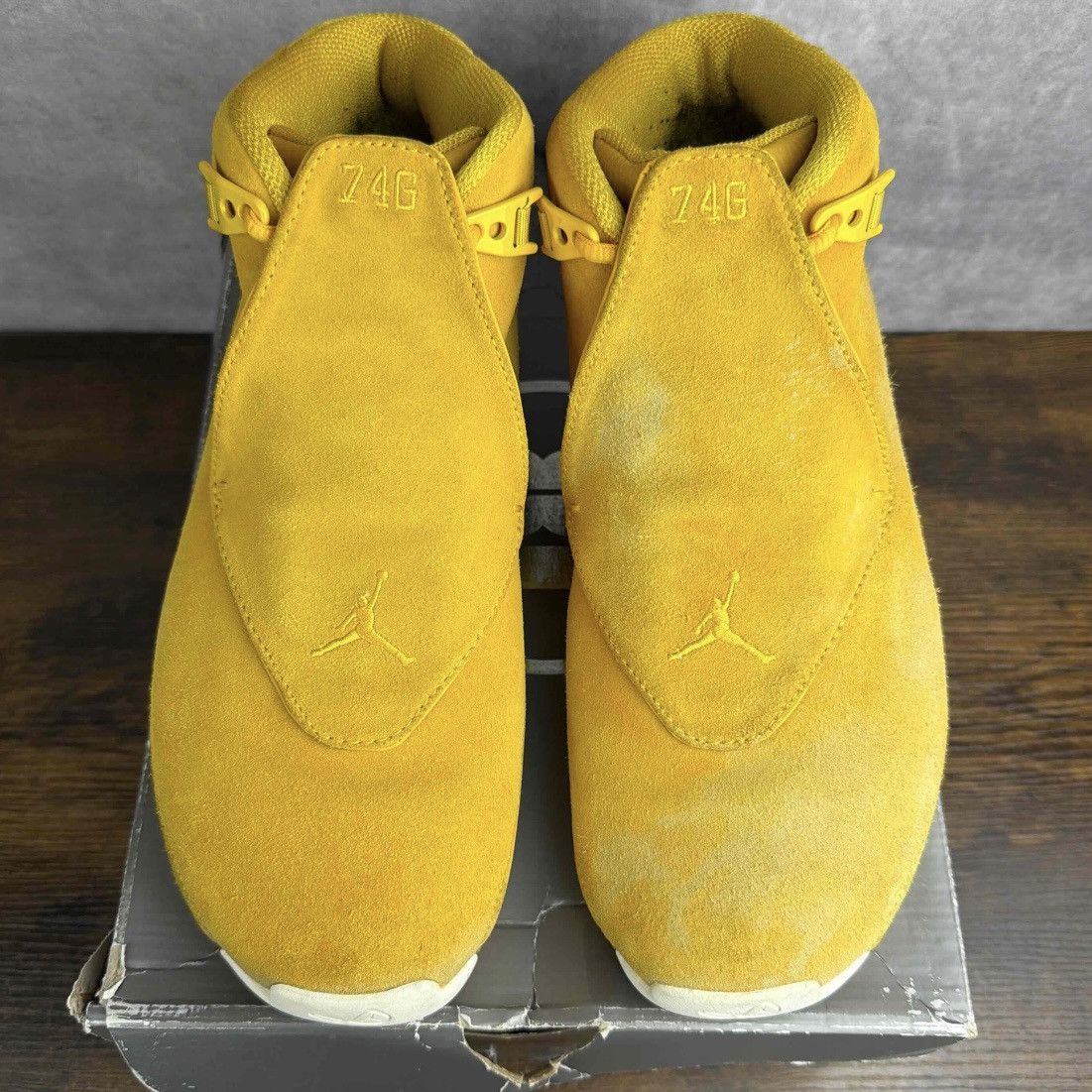 Air Jordan 18 Retro Yellow Ochre Suede AA2494-701 Shoes OG