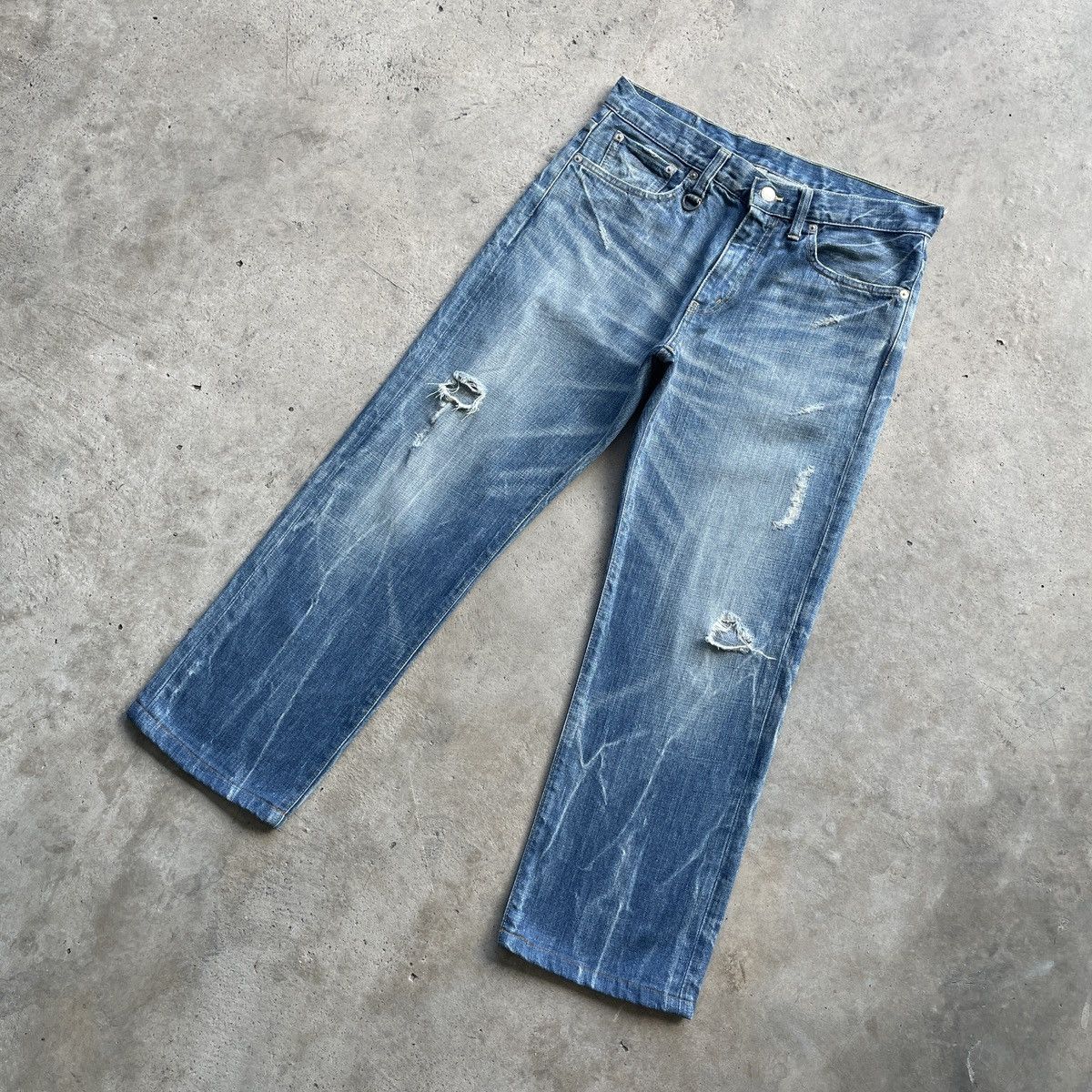 Japanese Brand Vintage Sophnet. Japan Faded Storm Distressed Jeans Pants Size US 31 - 3 Thumbnail
