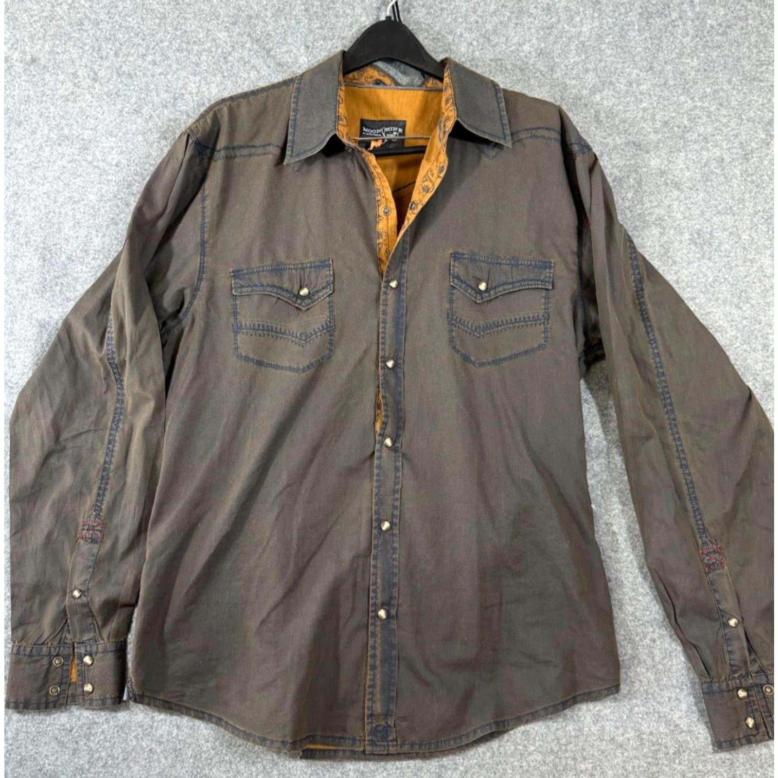 Vintage Moonshine Spirit by Brad Paisley Western Shirt Mens XL Brown Pearl Snap Cowboy Long Sleeve Pockets Shirt Size US XL / EU 56 / 4 - 2 Thumbnail