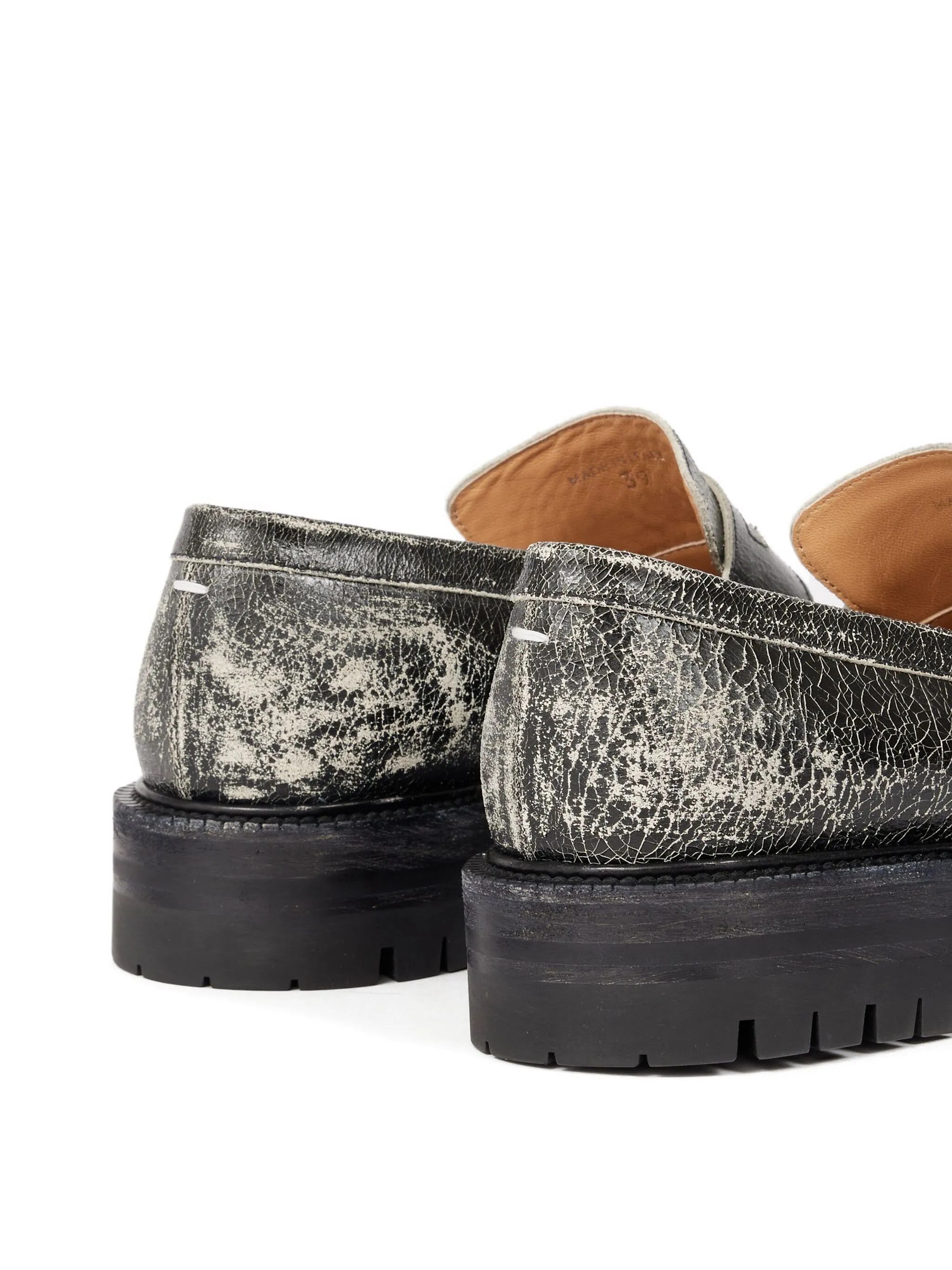 Maison Margiela o1w1db10526 Tabby County' Cracked-effect Loafers in Black Size US 9 / EU 42 - 5 Thumbnail