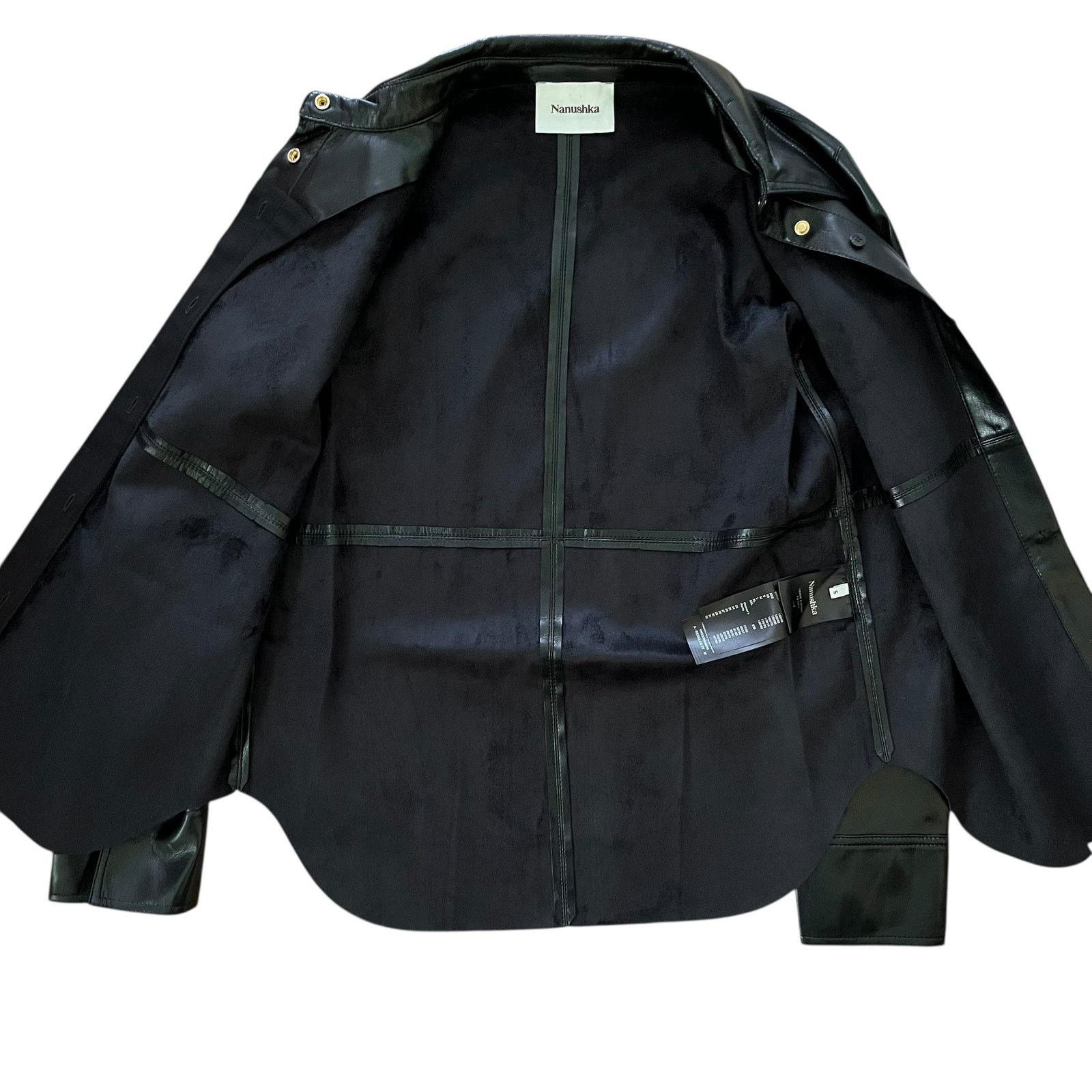 Nanushka Nanushka Naum Okobor Black Alt-Leather Button-Down Shirt Size S / US 4 / IT 40 - 4 Thumbnail