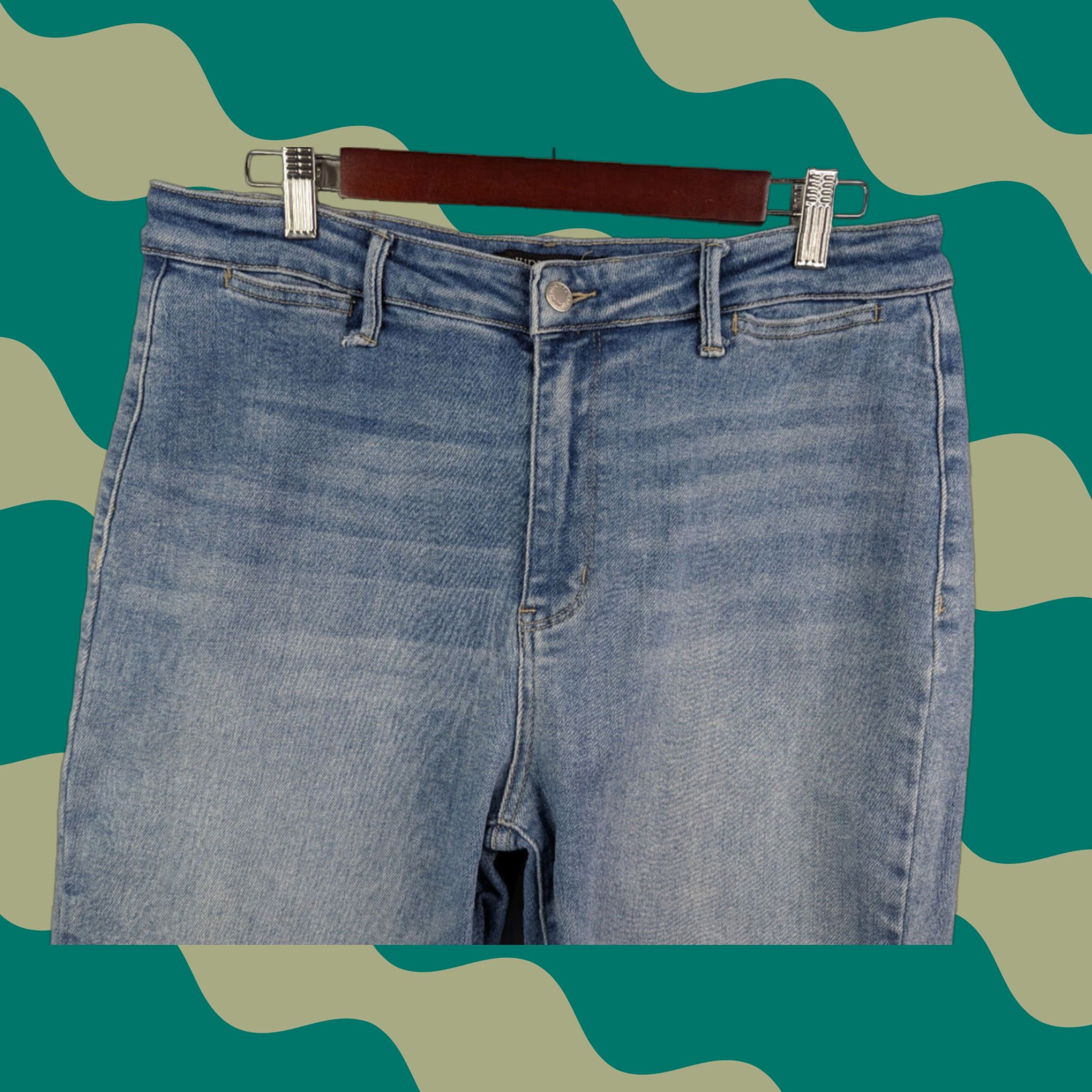 Vintage Judy Blue Fairmont High Rise Wide Leg Raw Hem Jeans Womens 13/31 Jeans Size 34" / US 12 / IT 48 - 1 Thumbnail
