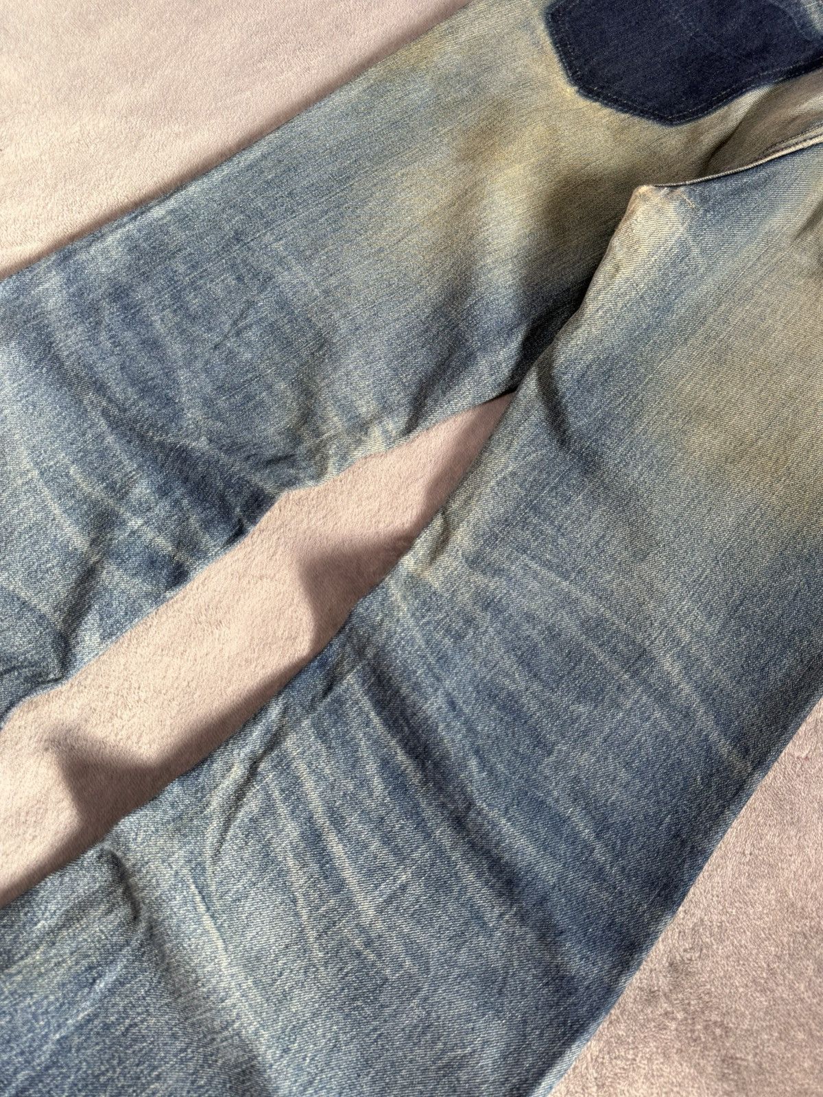 Big John × Vintage 70s Big John Talon Zipper Aging Distressed Mud Flared Jeans Size US 32 / EU 48 - 12 Thumbnail