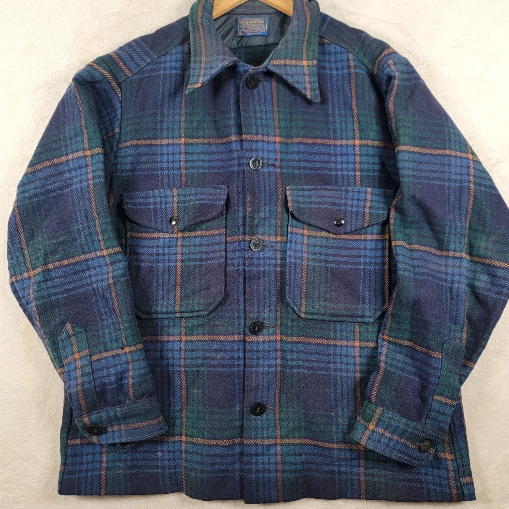 Pendleton VINTAGE Pendleton Jacket Mens Wool Plaid Mackinaw Cruiser Mid-Length Blue Green US Size US M / EU 48-50 / 2 - 2 Thumbnail