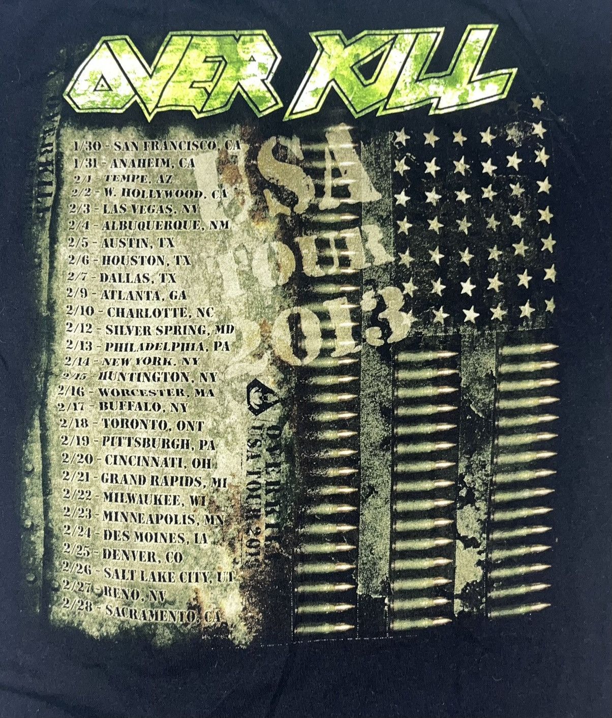 Band Tees Overkill 2013 Official Tour Shirt Size US XL / EU 56 / 4 - 6 Preview