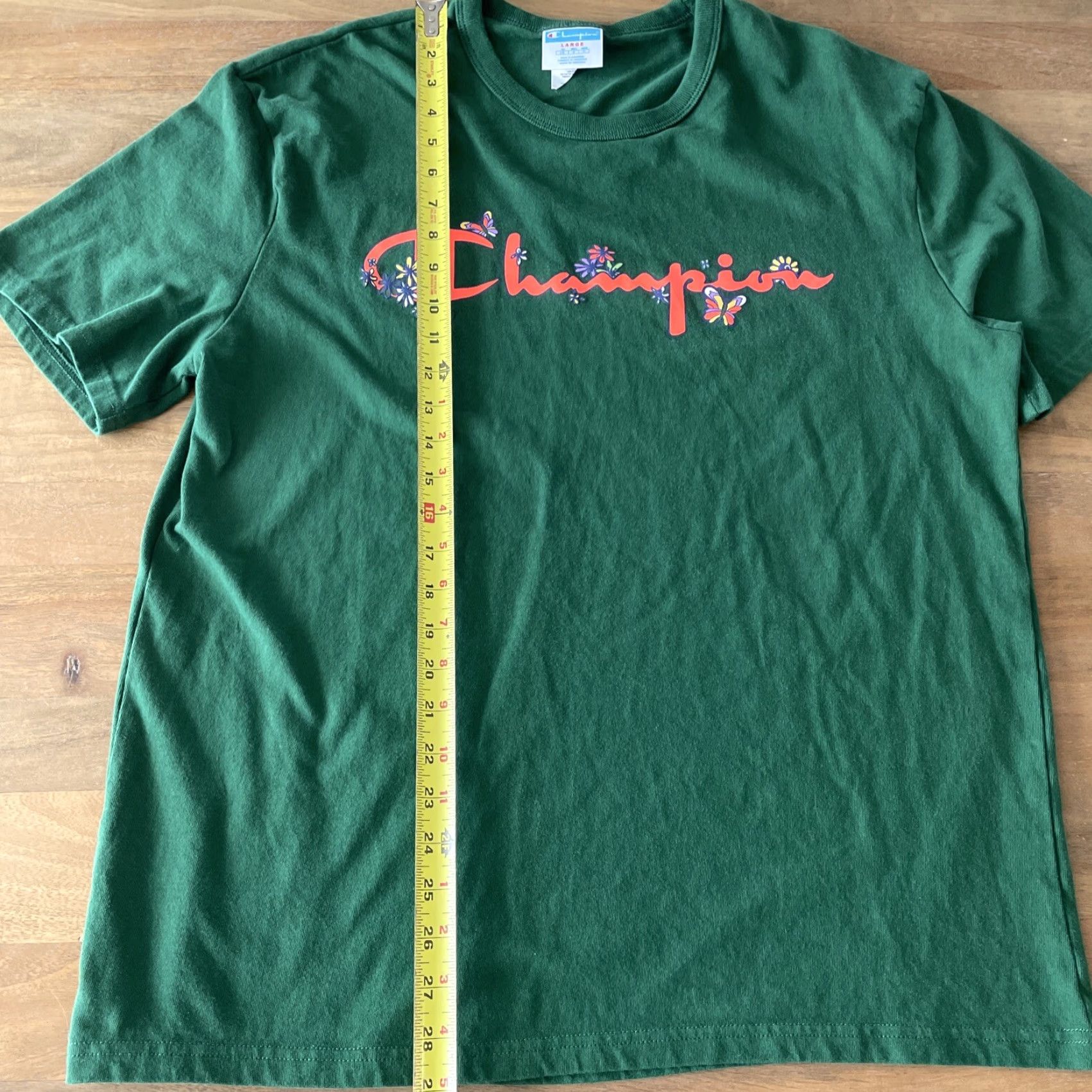 Champion Champion Beefy Spellout Graphic Tee Shirt Mens Large Green Short Sleeve Crewneck Size US L / EU 52-54 / 3 - 6 Thumbnail