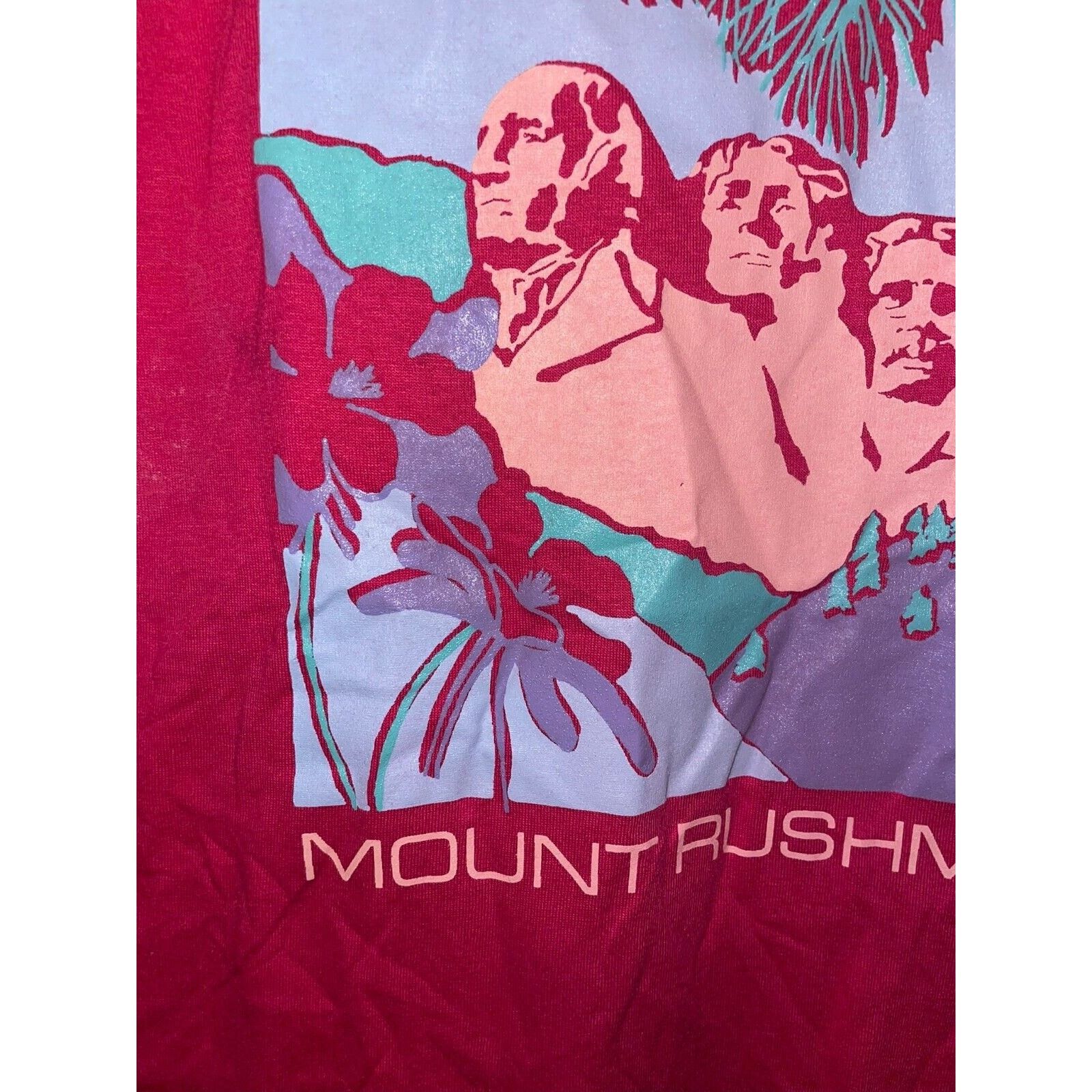 Jerzees Vintage Mount Rushmore Shirt Flower Pink 1989 Tee 80s VTG M Size US M / EU 48-50 / 2 - 5 Thumbnail