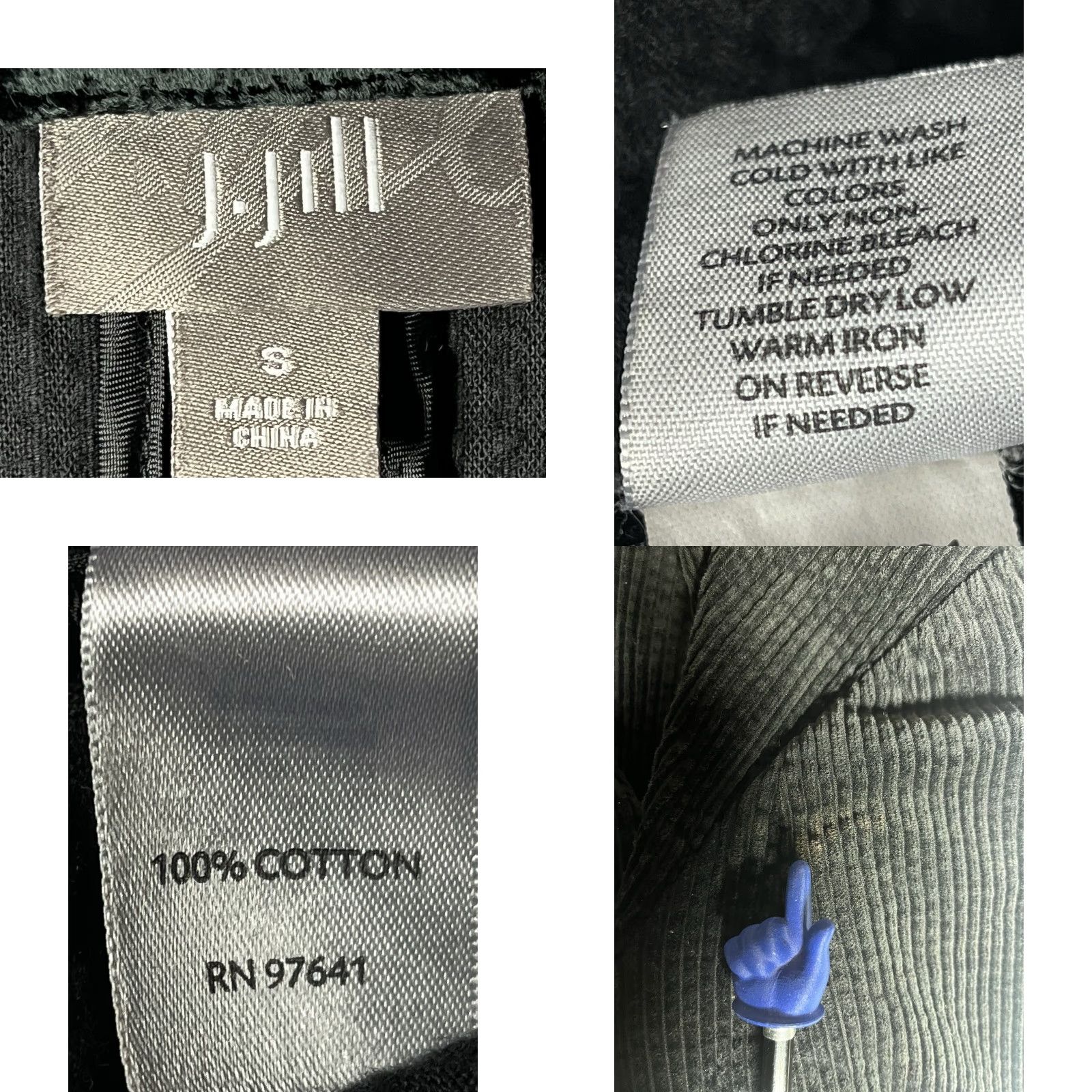 J. Jill J.Jill Corduroy Jacket Blazer Black Velvet Trim Three Buttons Women's S Black Women's Small Jacket Size S / US 4 / IT 40 - 8 Thumbnail