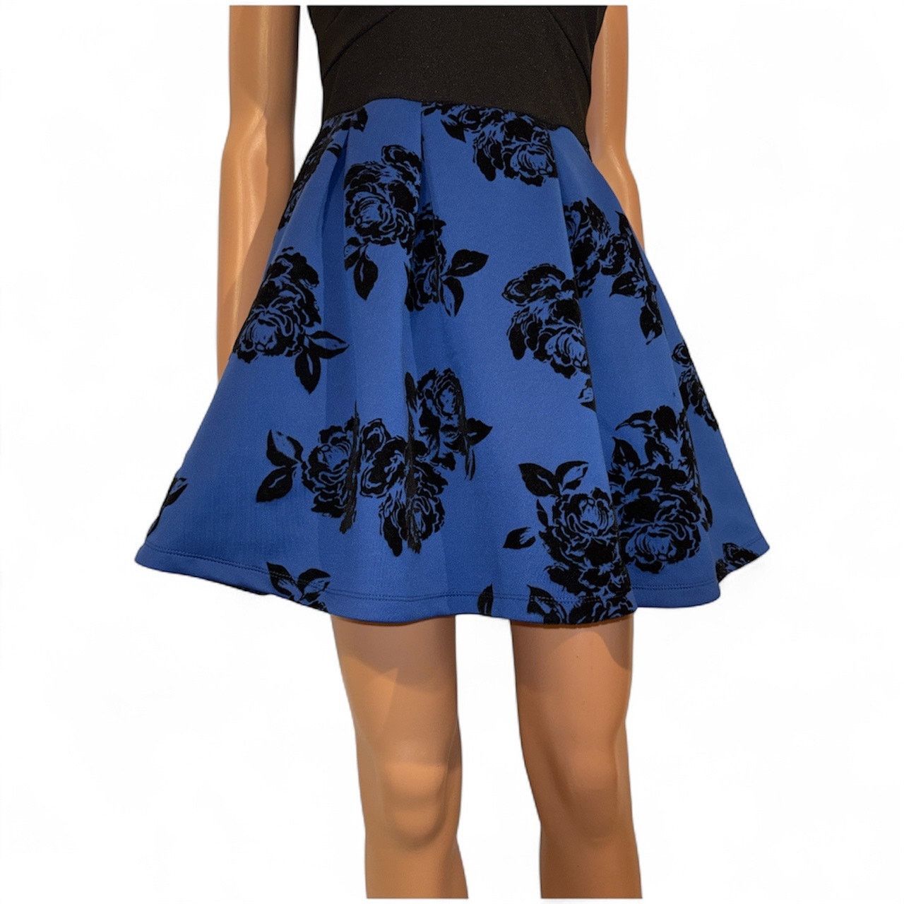 The Unbranded Brand Crystal Doll Black/Blue Floral Party Dress Size 3 Size S / US 4 / IT 40 - 3 Thumbnail