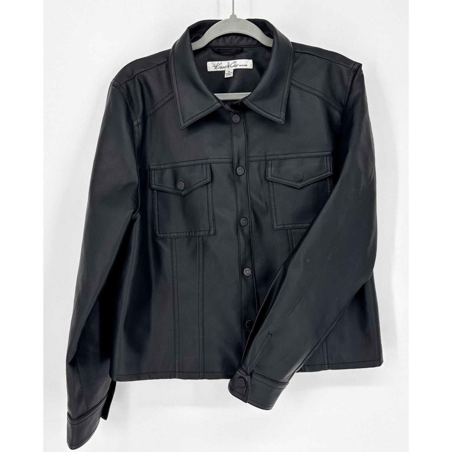 Kenneth Cole Kenneth Cole New York Women's Black Faux Leather Jacket w/Ch Size XL / US 12-14 / IT 48-50 - 1 Thumbnail