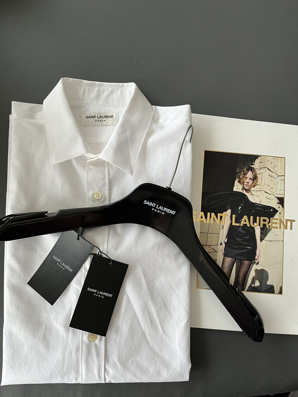 image of Hedi Slimane x Saint Laurent Paris By Hedi Iconic Classic Dressy Shirt in White, Men's (Size Small)