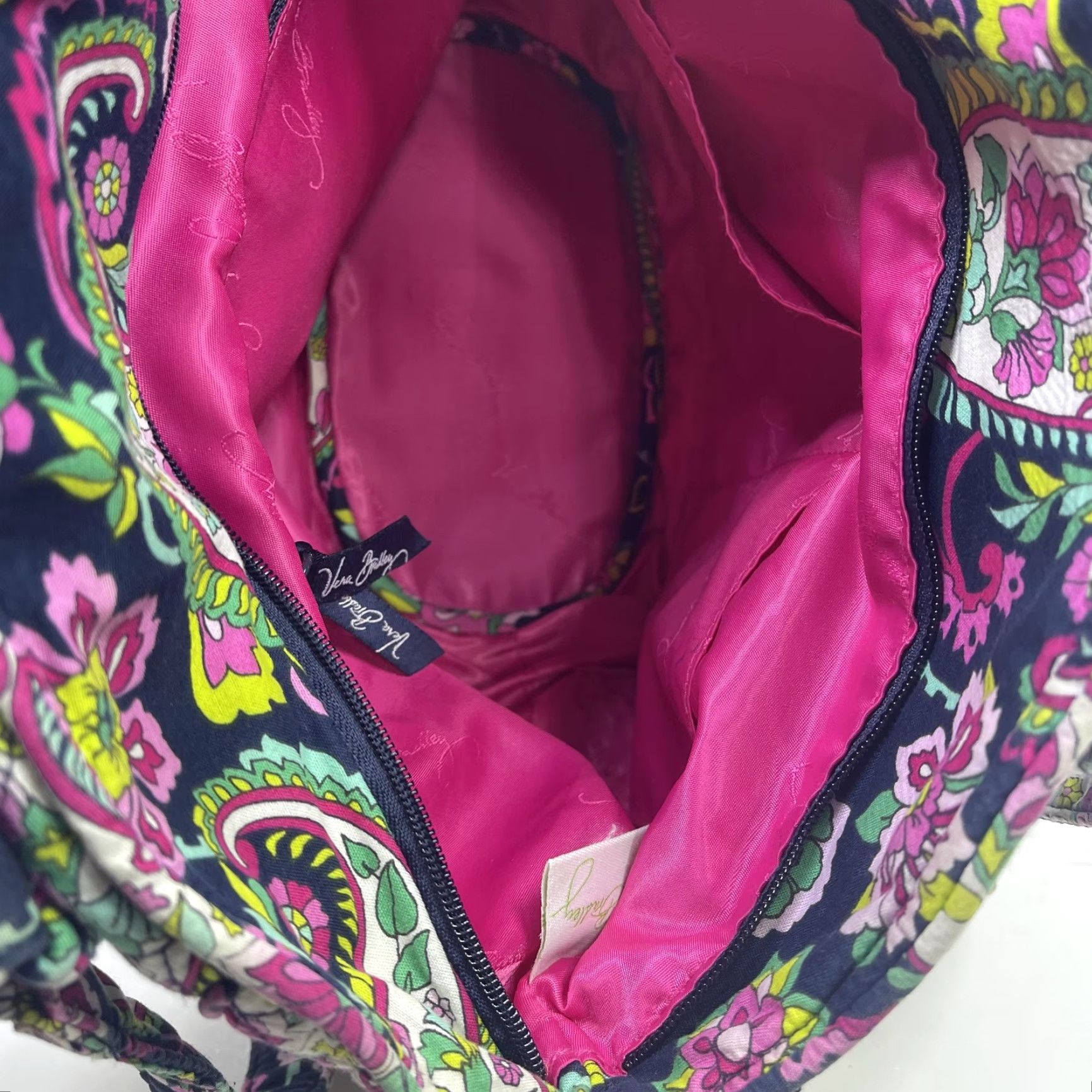 Vera Bradley Vera Bradley Shoulder Bag Womens Navy Paisley Floral Quilted Cotton Handbag Size ONE SIZE - 6 Thumbnail