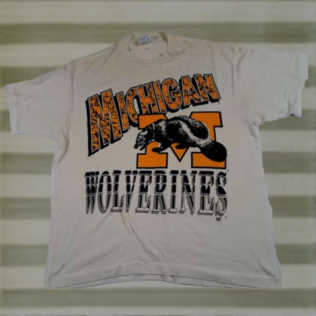 TEE JAYS VINTAGE USA Michigan Wolverines Tee-Jays T-Shirt 2XL White Mens U.S.A. Stitch Shirts 70s 80s Size US XXL / EU 58 / 5 - 1 Thumbnail