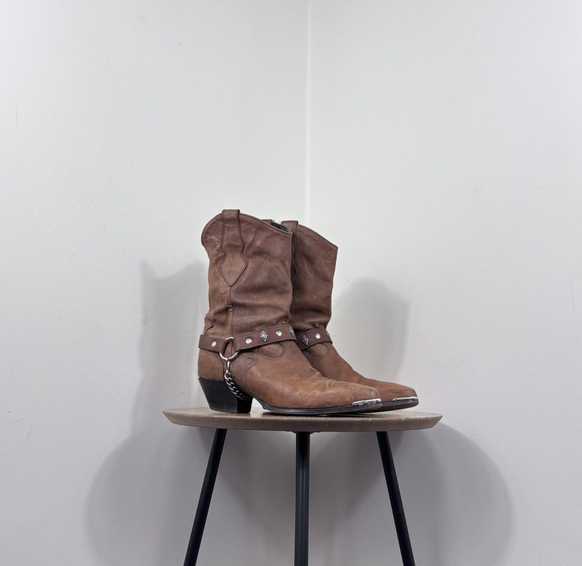 Cowboy Equipment Code West Vintage Women’s Brown Leather Western Cowboy Boots Size US 8.5 / IT 38.5 - 1 Thumbnail