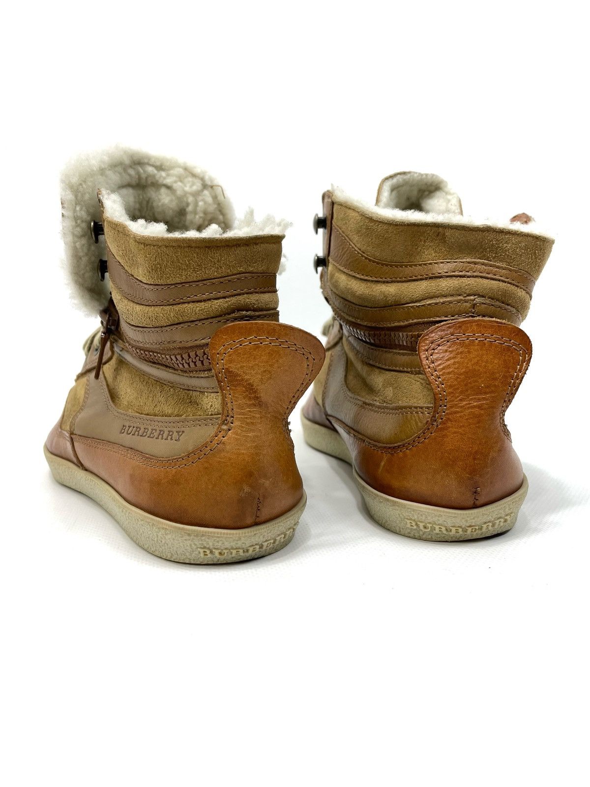 Burberry Burberry Archive Shearling-Lined Leather High-Top Sneakers Size US 8 / IT 38 - 10 Thumbnail