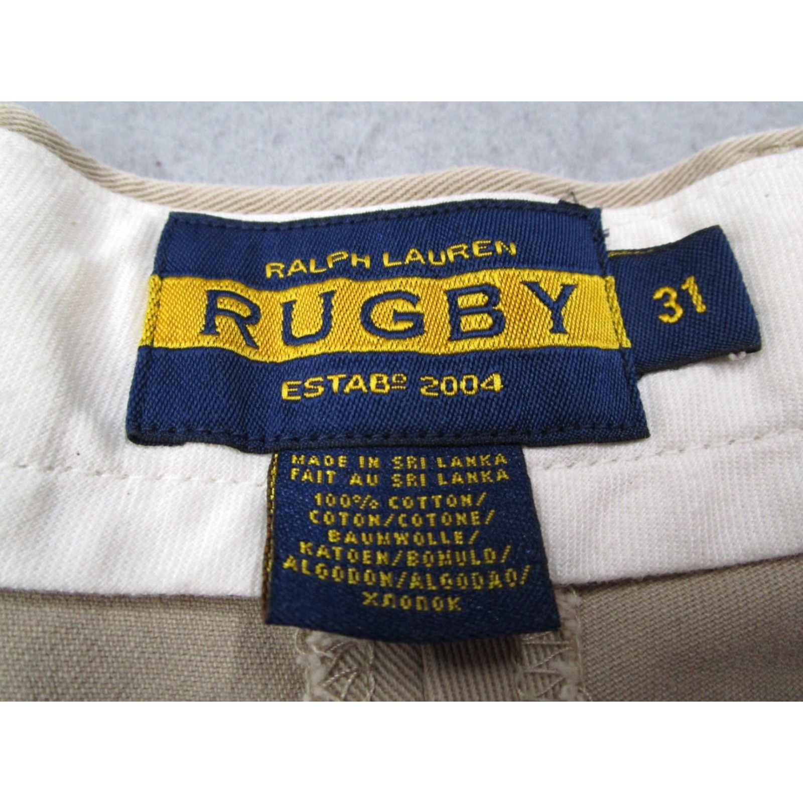 Ralph Lauren VINTAGE Ralph Lauren Rugby Shorts Mens 31 Beige Cotton 9" Chino Casual Summer Winter Men Size US 31 - 2 Thumbnail