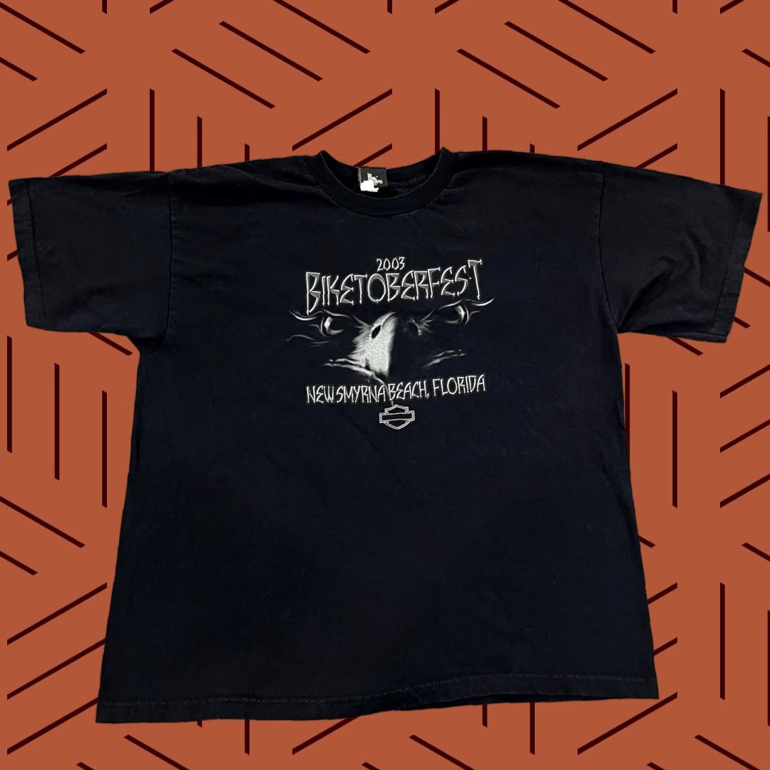 Harley Davidson VINTAGE Harley-Davidson Shirt Mens 2XL Black 2003 Biketoberfest New Smyrna Beach Florida Size US XXL / EU 58 / 5 - 1 Thumbnail