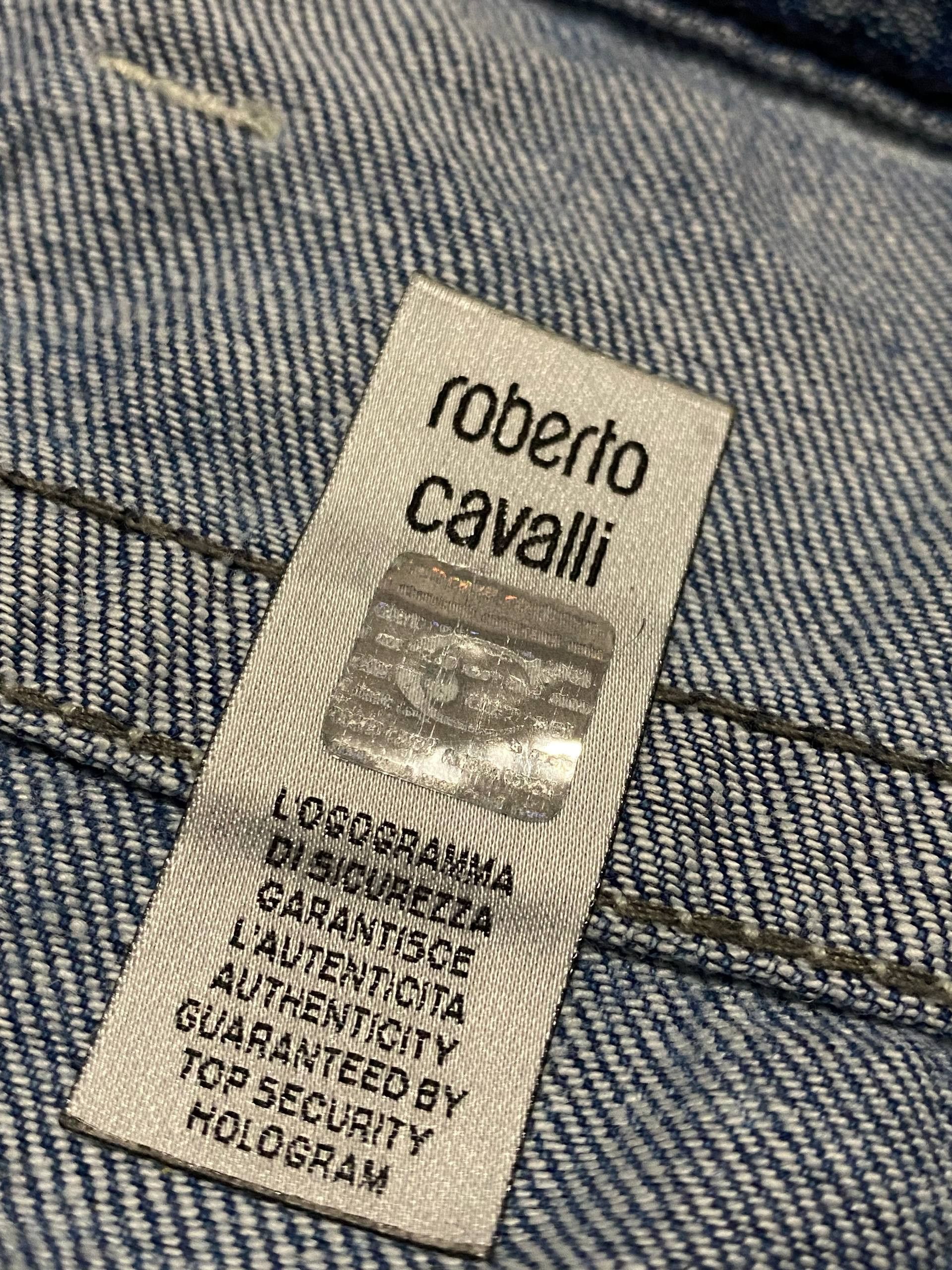Roberto Cavalli Roberto Cavalli Vintage Baggy Jeans Big Logo Painted 90s Size US 31 - 13 Thumbnail