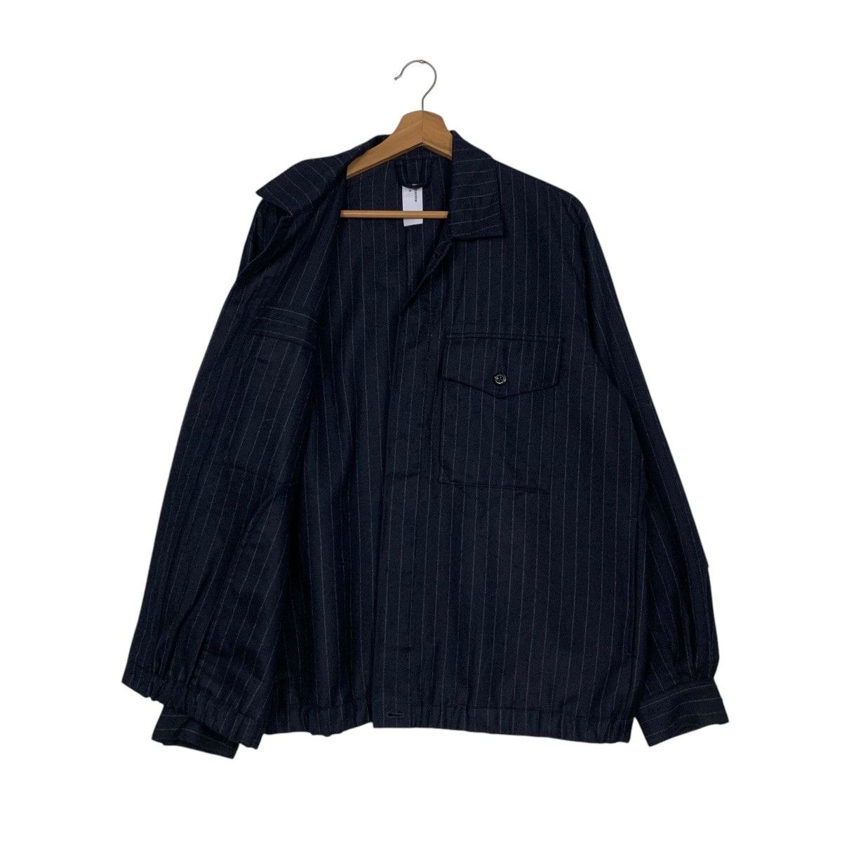 Japanese Brand BENINE Dark Blue Wool Pinstripe Jacket #2698-C121 Size US L / EU 52-54 / 3 - 9 Thumbnail