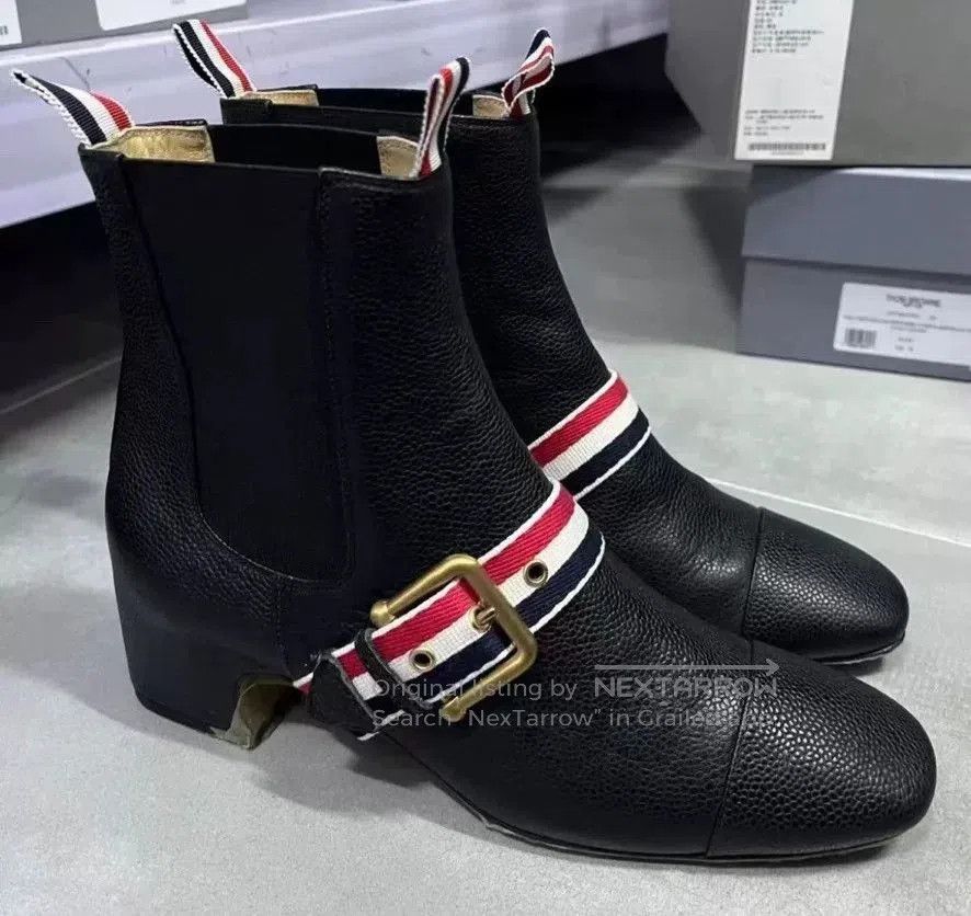 Thom Browne Thom Browne Black Ankle Boots with Stripes. Size US 4.5 / IT 34.5 - 2 Thumbnail