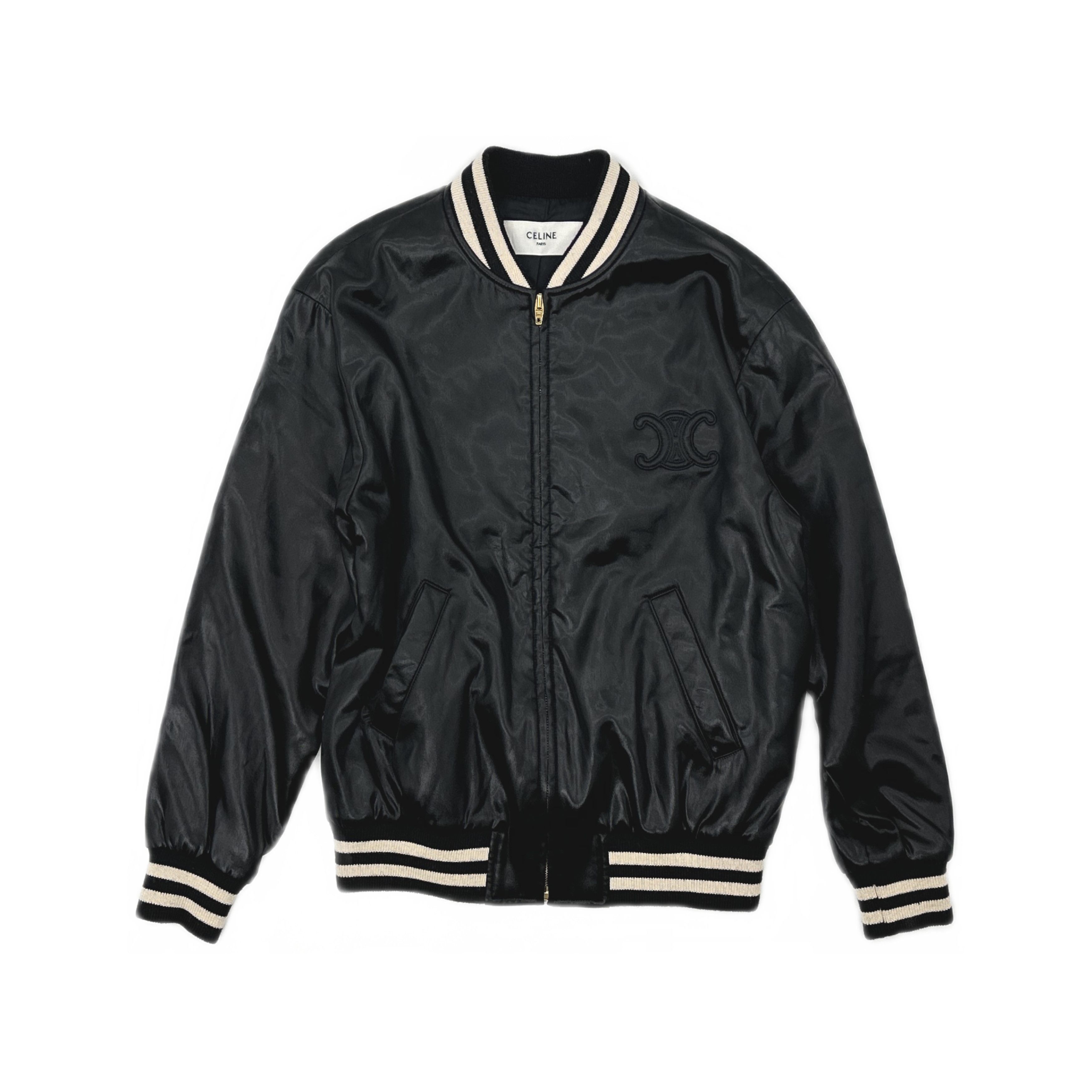 Celine CELINE Triomphe Logo Satin Bomber Jacket Size 34 Size XS / US 0-2 / IT 36-38 - 1 Thumbnail