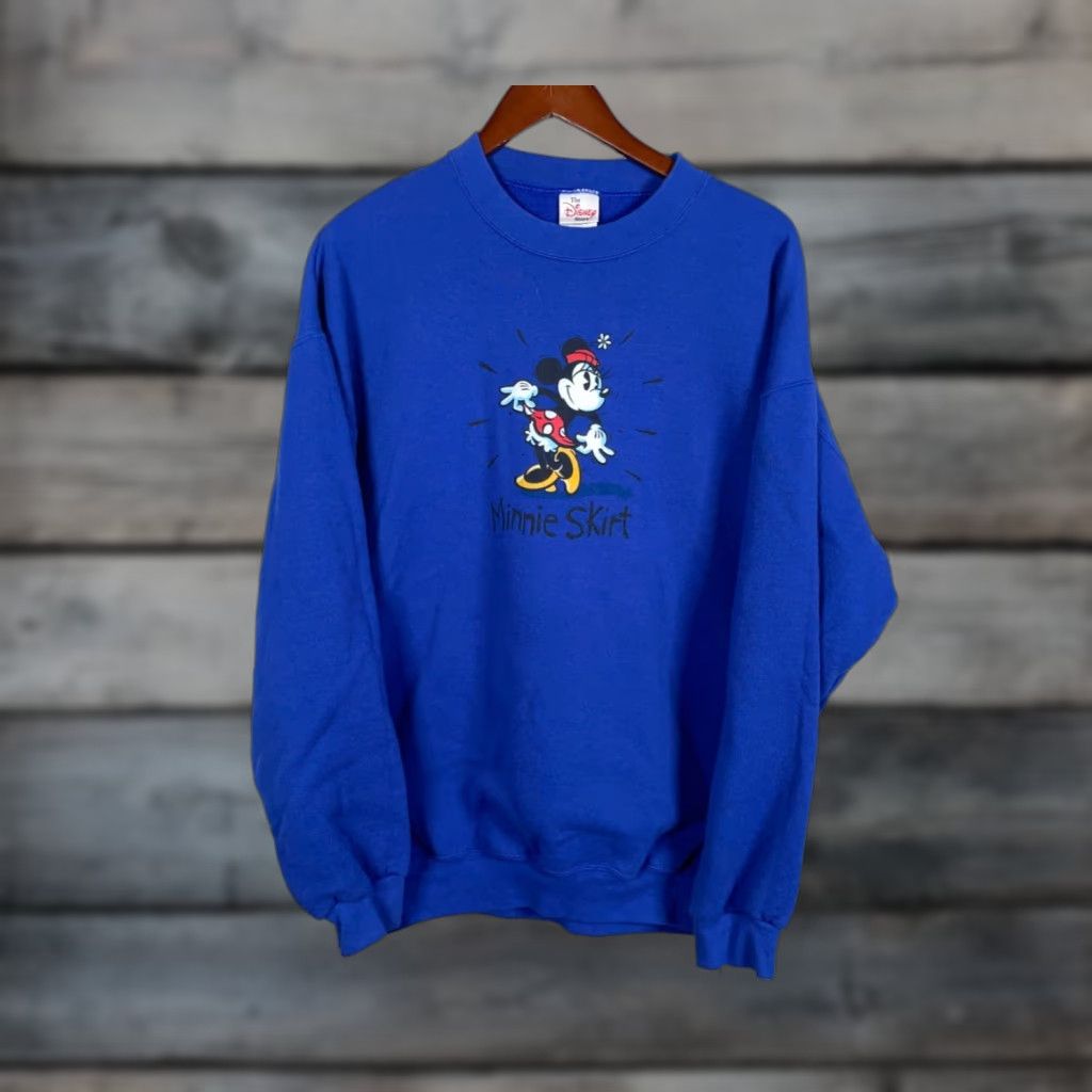 Disney VINTAGE Disney Minnie Mouse Sweatshirt Adult XL Blue Crewneck 90s Cartoon Disney Store Minnie Skirt Womens XL Blue Sweater Pullover Size XL / US 12-14 / IT 48-50 - 1 Thumbnail
