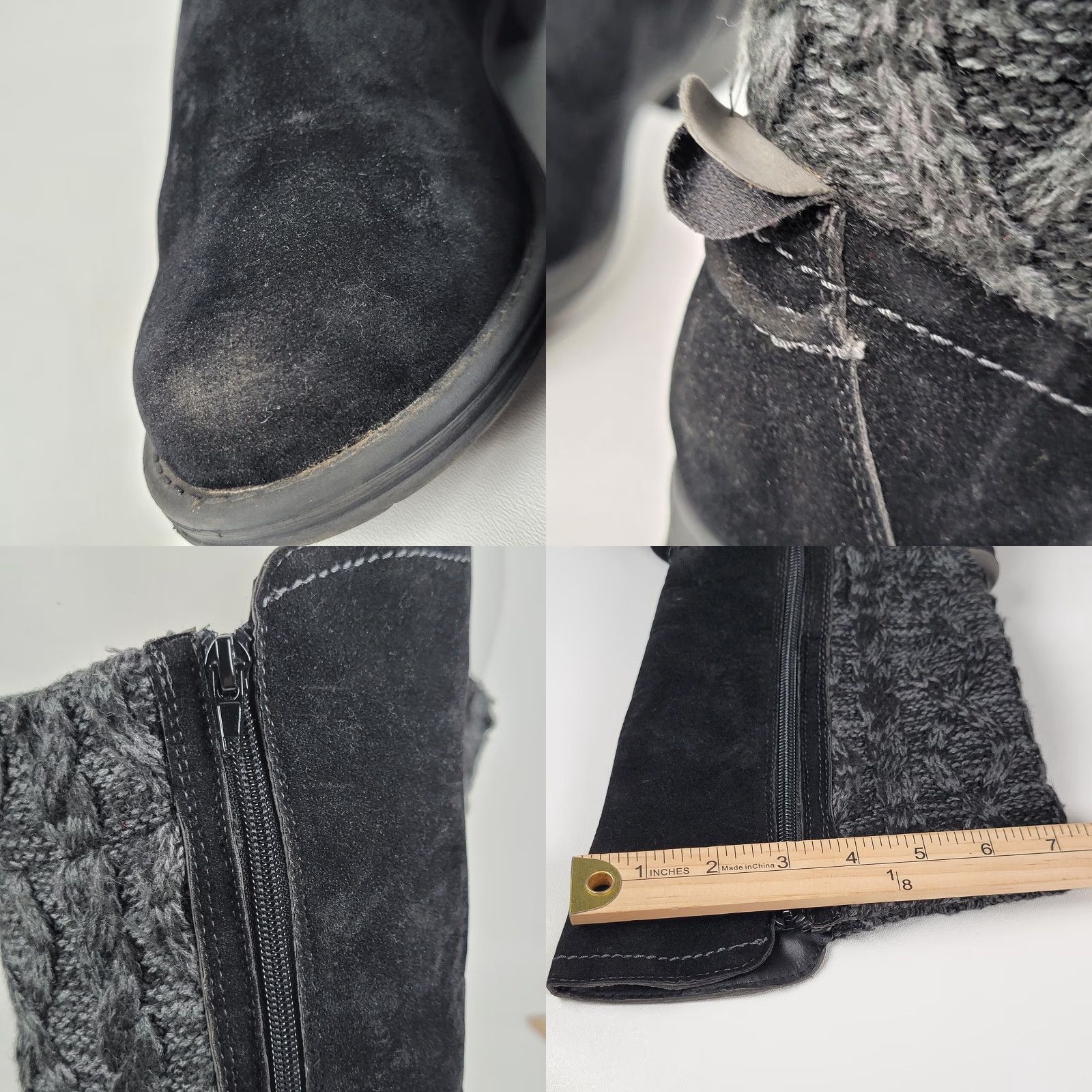Vintage MUK LUKS Women’s Boot Mid Calf Black Knit Faux Fur Zip Up Casey 9 Snow Boot Vintage No? Size US 9 / IT 39 - 9 Thumbnail
