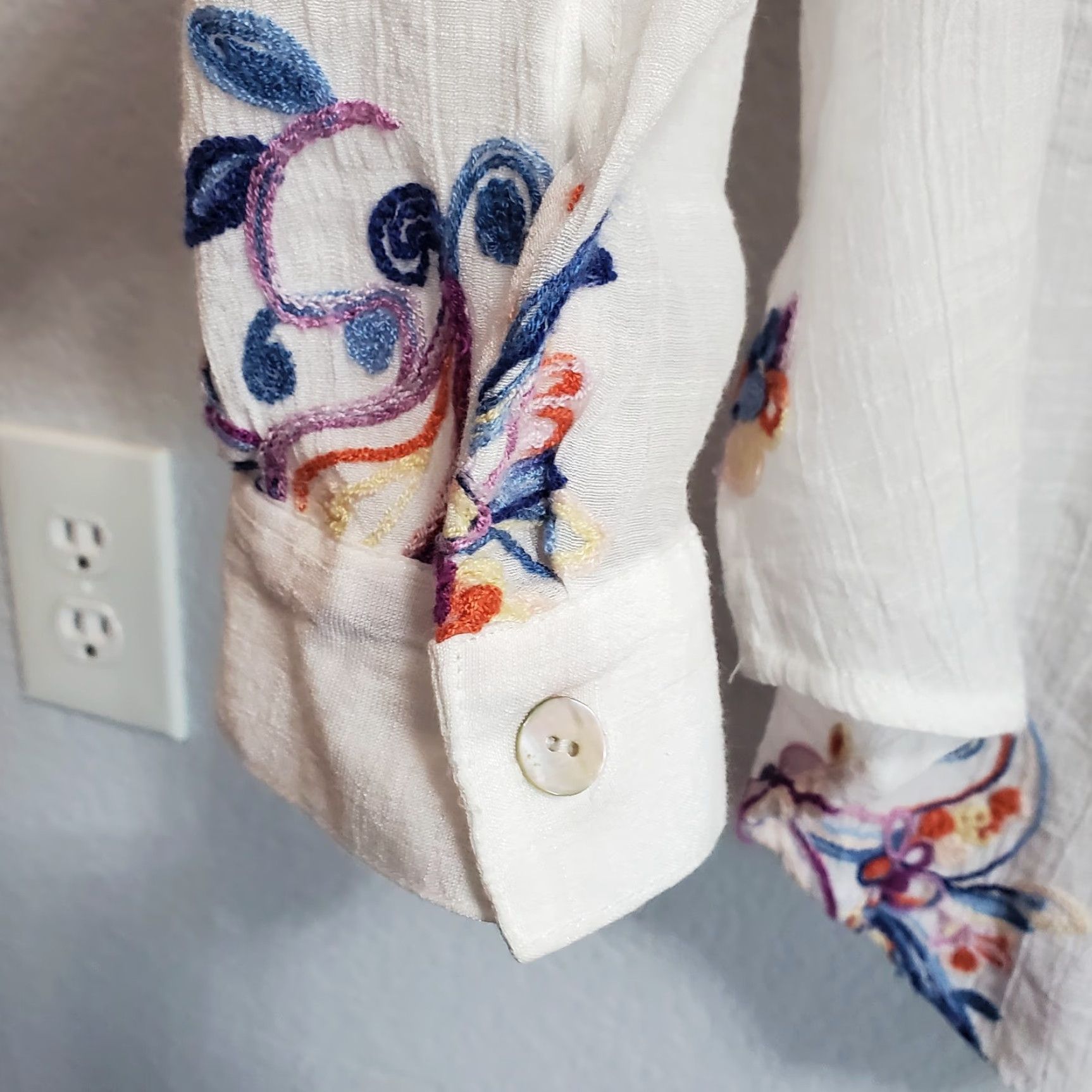 Vintage Figueroa & Flower Women Top XL White Sheer Embroidered Button Up Boho Shirt Size XL / US 12-14 / IT 48-50 - 6 Thumbnail