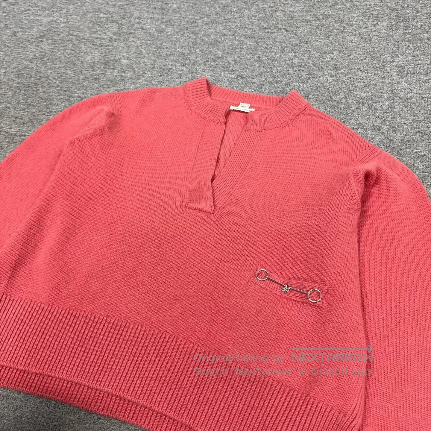 Hermes Hermes Horsebit buckle cashmere V-neck sweater| Size M / US 6-8 / IT 42-44 - 3 Thumbnail