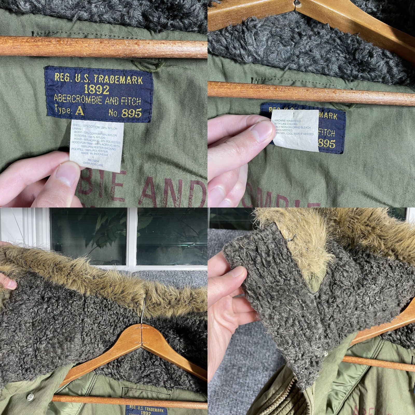 Abercrombie & Fitch VINTAGE Abercrombie & Fitch Parka Jacket Men's L Green Army Military Sherpa Lined Fur Hood Size US L / EU 52-54 / 3 - 9 Thumbnail