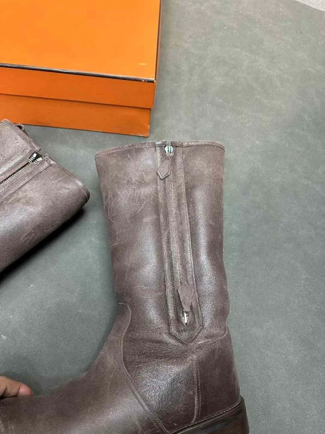 Hermes Hermes Knee-High Vintage Distressed Lambskin Boots 9 Size US 9 / EU 42 - 4 Thumbnail