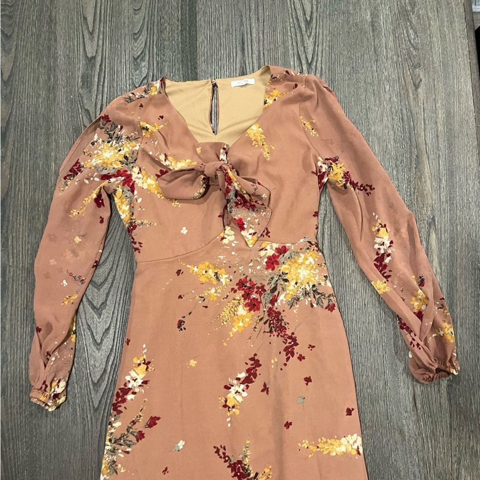 Vintage Maurices A-Line Dress Long Slit Sleeve Tie Neck Sheer XS Size XS / US 0-2 / IT 36-38 - 3 Thumbnail