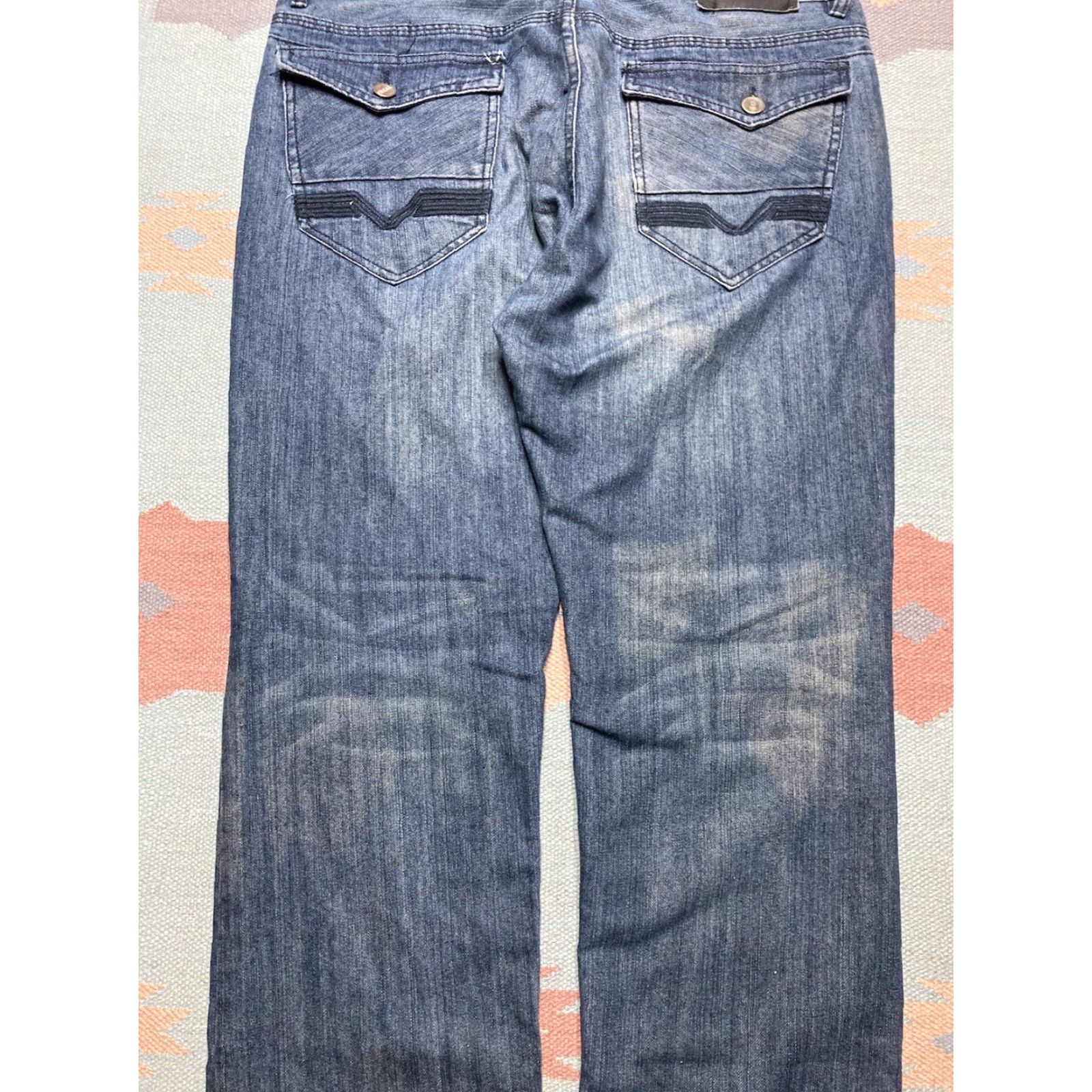Vintage VINTAGE Jeans Men 40x33 Embroidered Wide-Leg Grunge Baggy Skater Y2K Blue Fusai 40x33 Size US 40 / EU 56 - 2 Thumbnail