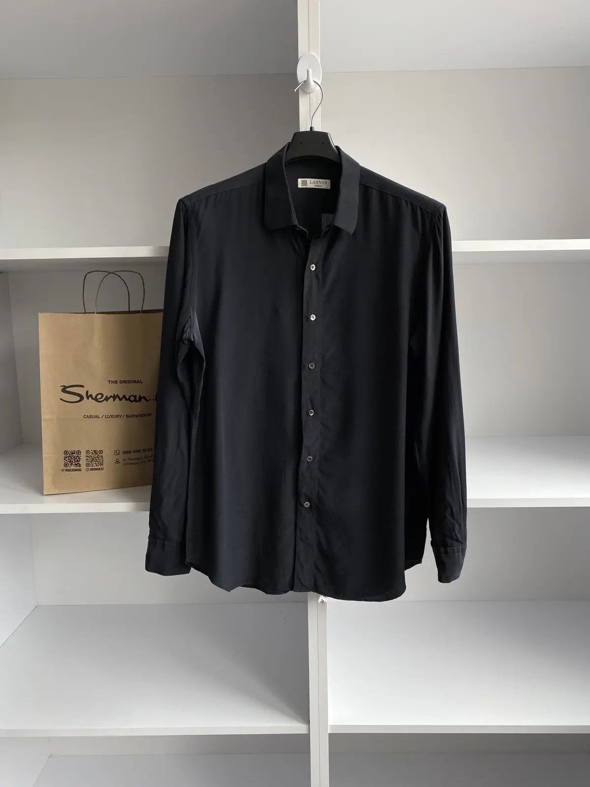 Designer × Lanvin × Vintage Vintage Lanvin Collection Button Up Black Shirt Size US M / EU 48-50 / 2 - 1 Thumbnail