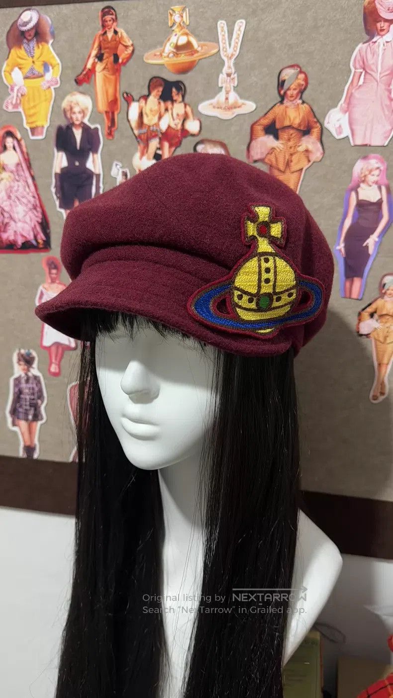 Vivienne Westwood Vivienne Westwood Dark Red Saturn Newsboy Cap Size ONE SIZE - 2 Thumbnail