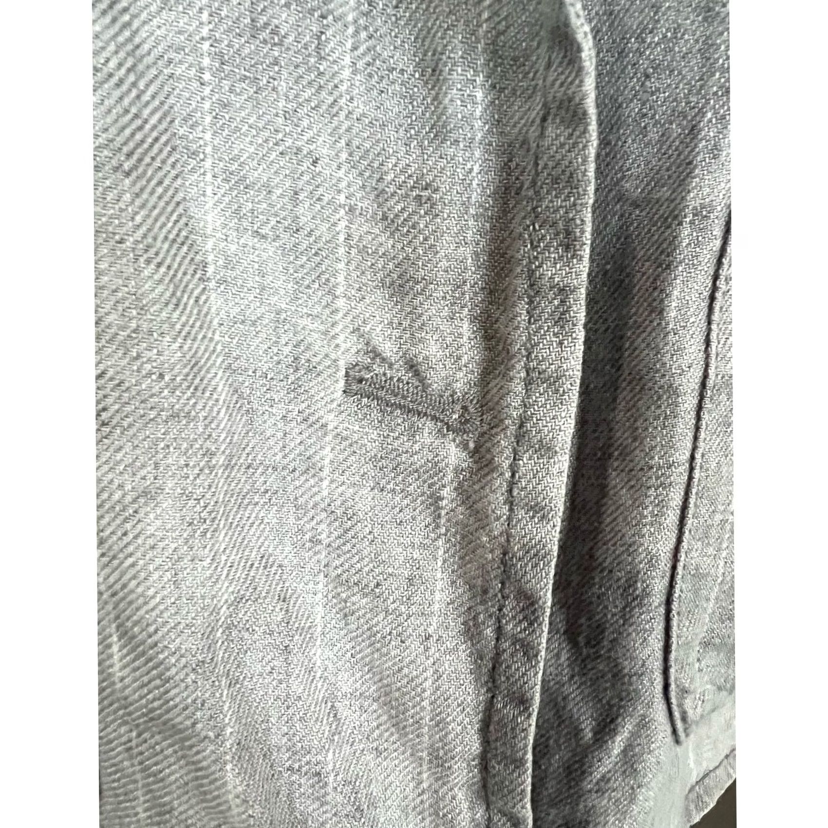 Vintage Sibel Saral Blazer Shirt Women’s Linen Gray Pinstripe Pockets Sz M Long Sleeve Button Front Back Slit Vintage? Size M / US 6-8 / IT 42-44 - 4 Thumbnail