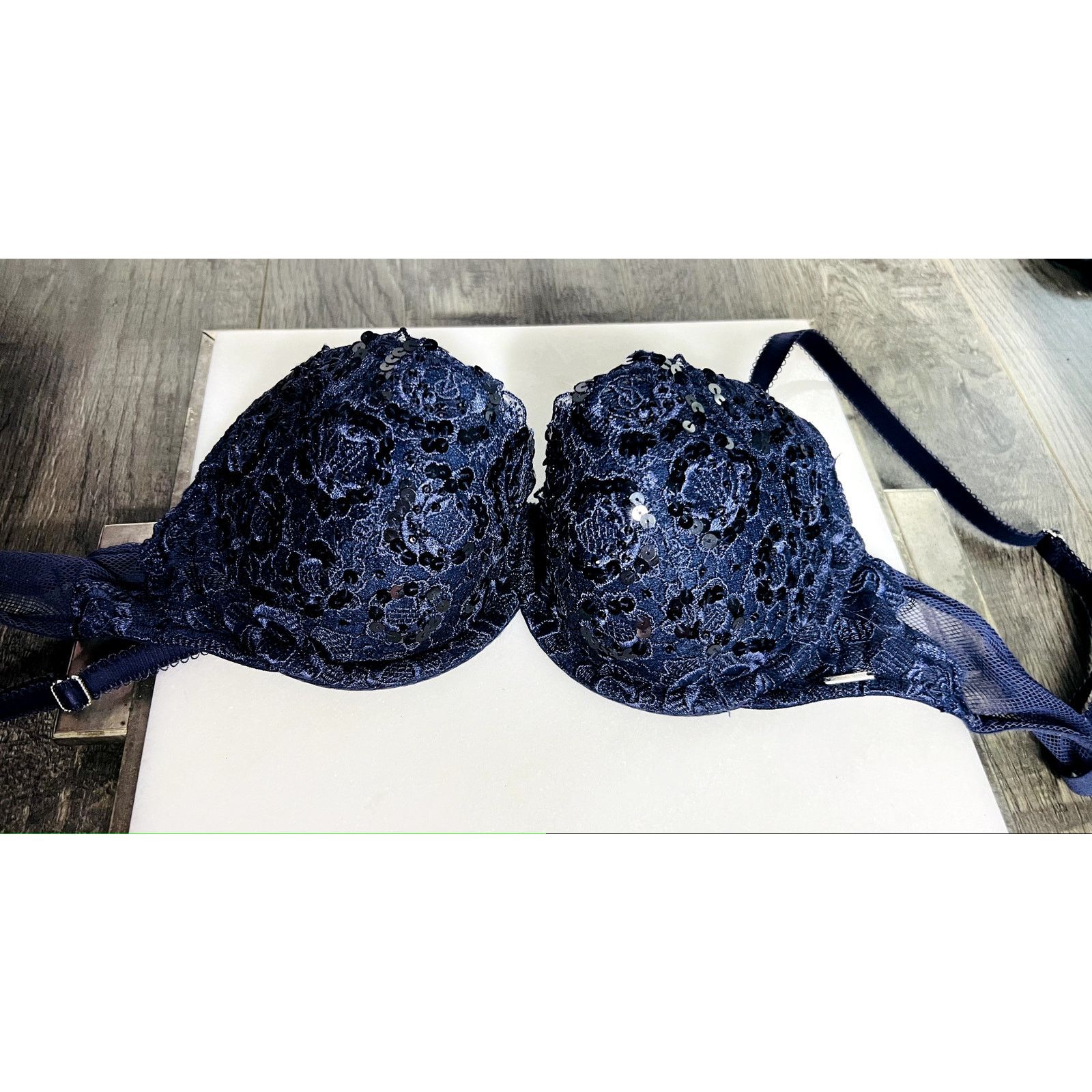 Victoria's Secret Victoria's Secret navy blue push up bra and panty set 34b S Size ONE SIZE - 3 Thumbnail