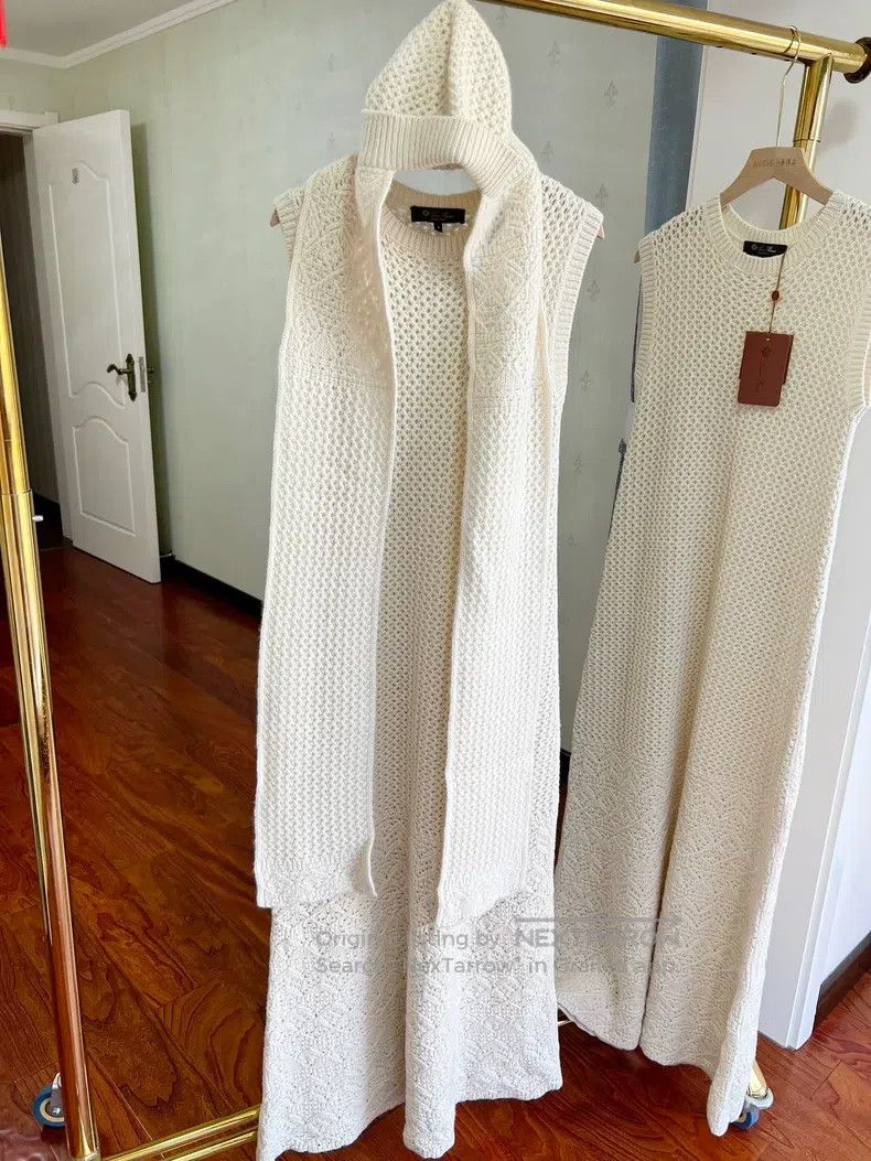 Loro Piana Loro Piana Long Crochet Knit Dress + Hat Size S / US 4 / IT 40 - 3 Thumbnail