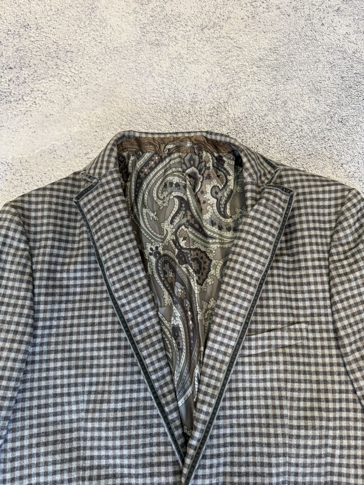 Etro ETRO Blazer 50IT40US Check Jacket Cotton Silk Paisley Lining Size 40R - 4 Thumbnail