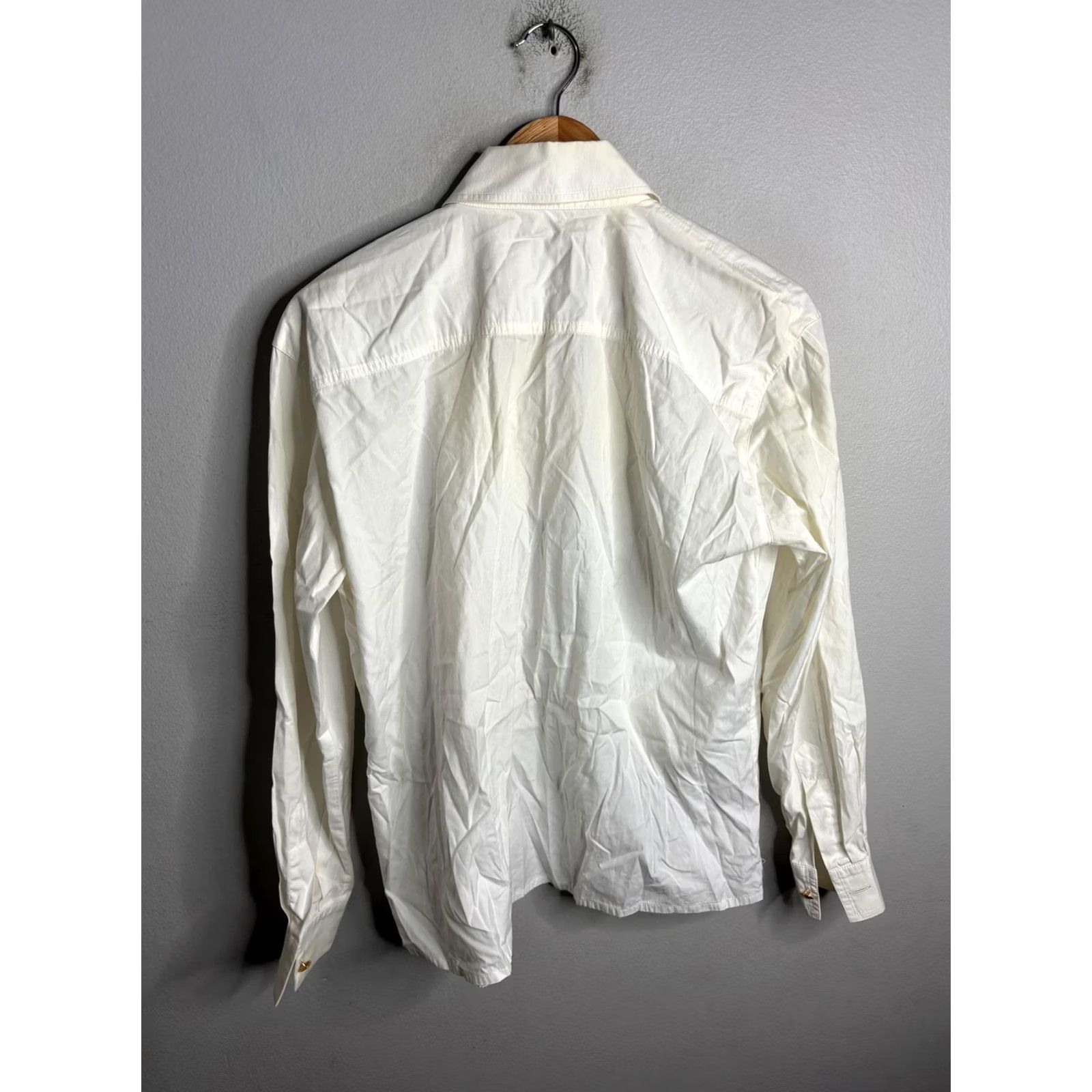 Escada VINTAGE Escada Blouse Womens 38 White Ruffle Front Button Down Long Sleeve Size XS / US 0-2 / IT 36-38 - 5 Thumbnail